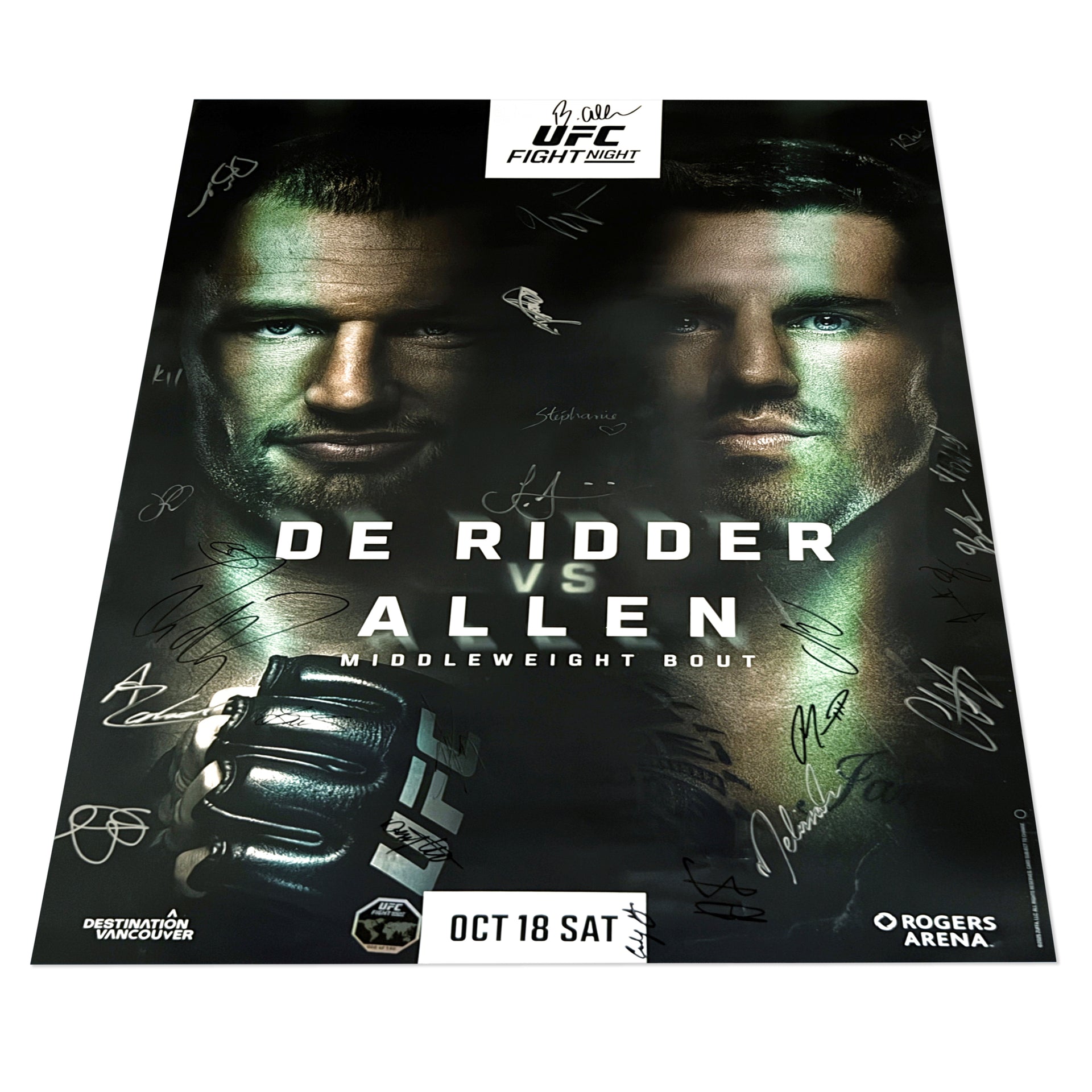 UFC Fight Night: De Ridder vs Allen Autographed Event Poster