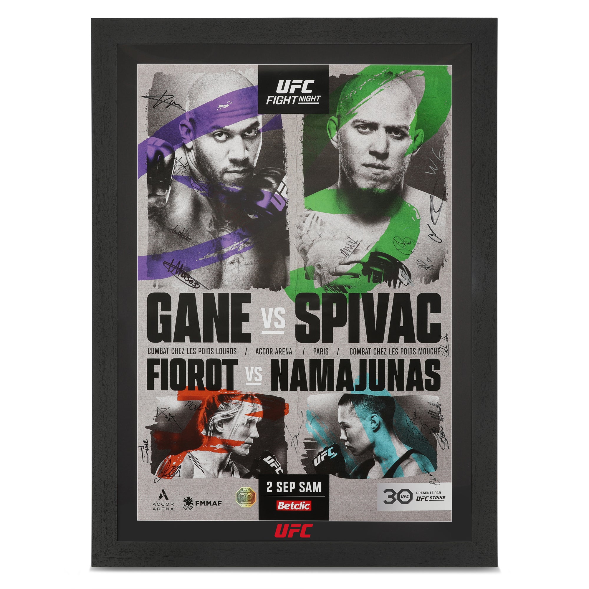 UFC Fight Night: Gane vs Spivac Autographed Event Poster