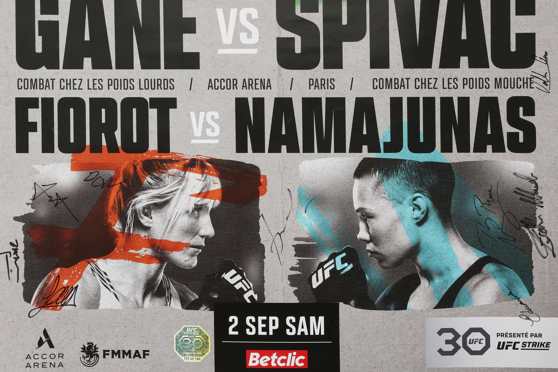 UFC Fight Night: Gane vs Spivac Autographed Event Poster