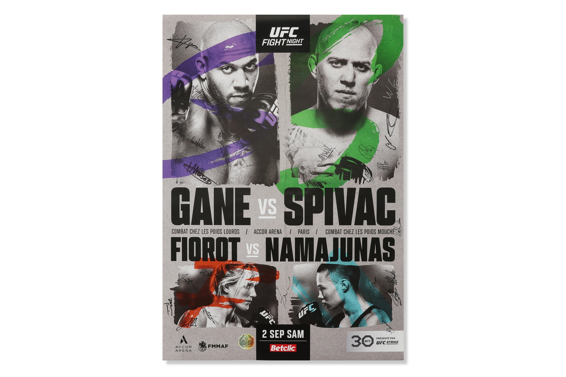 UFC Fight Night: Gane vs Spivac Autographed Event Poster