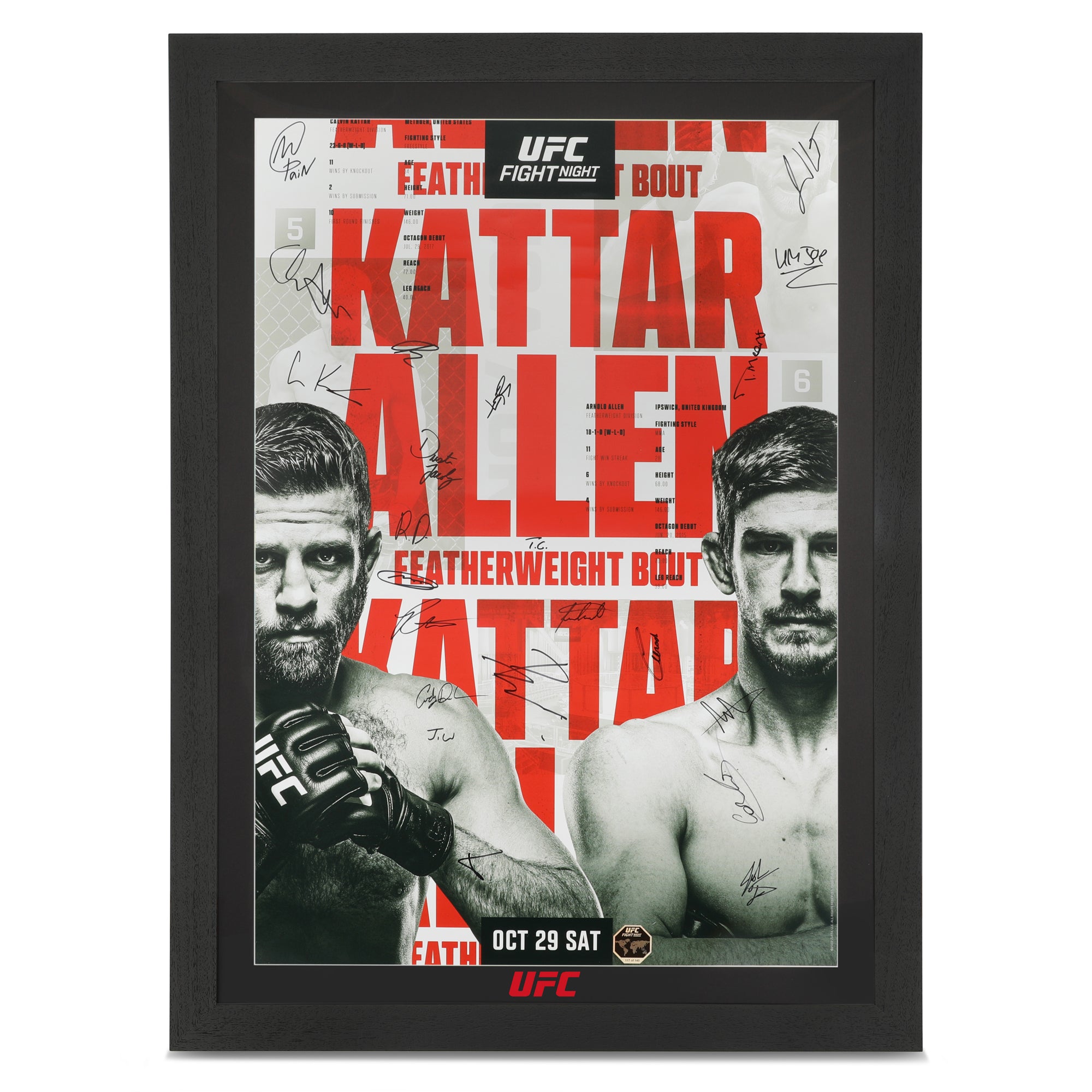 UFC Fight Night: Kattar vs Allen Autographed Event Poster