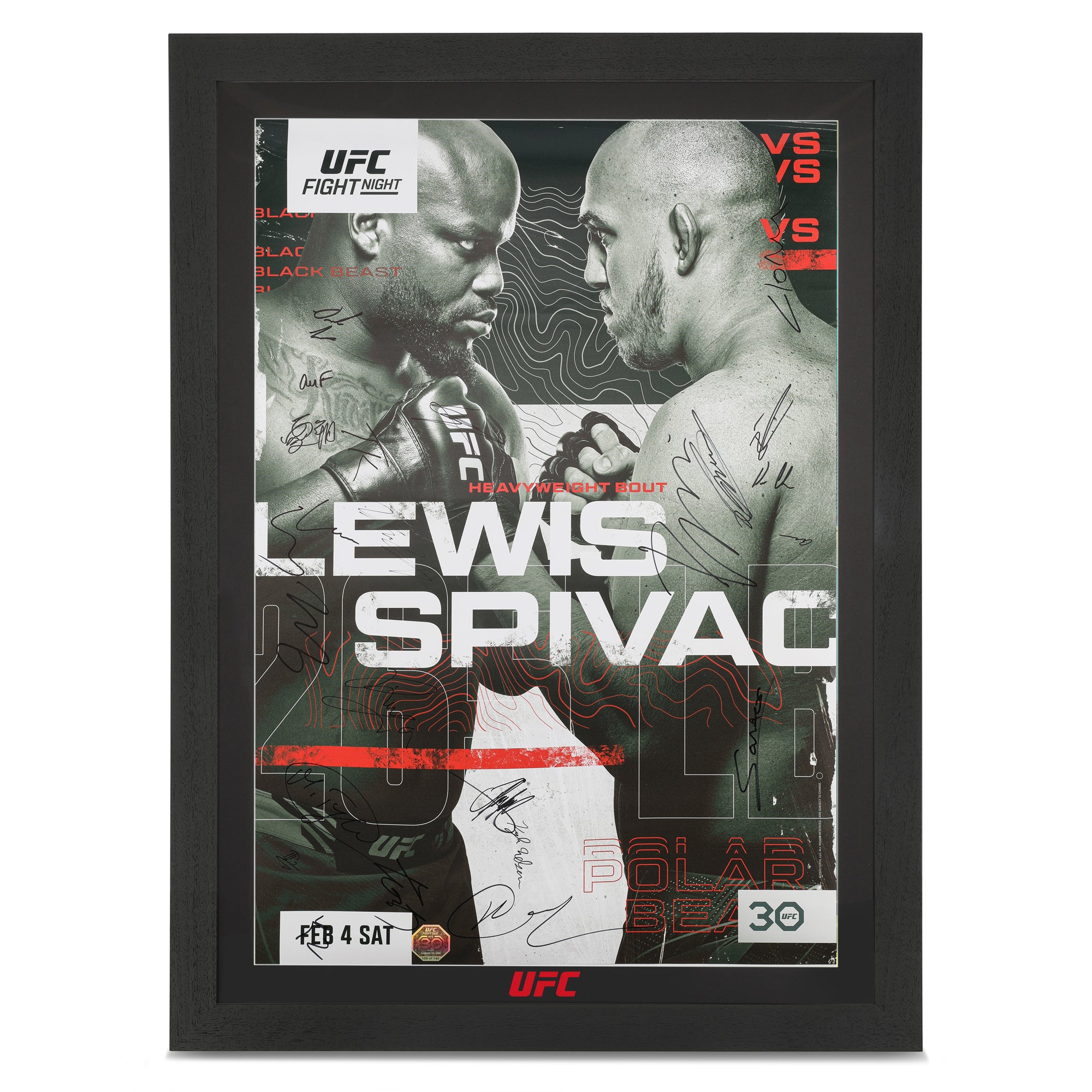 UFC Fight Night: Lewis vs Spivac Autographed Event Poster