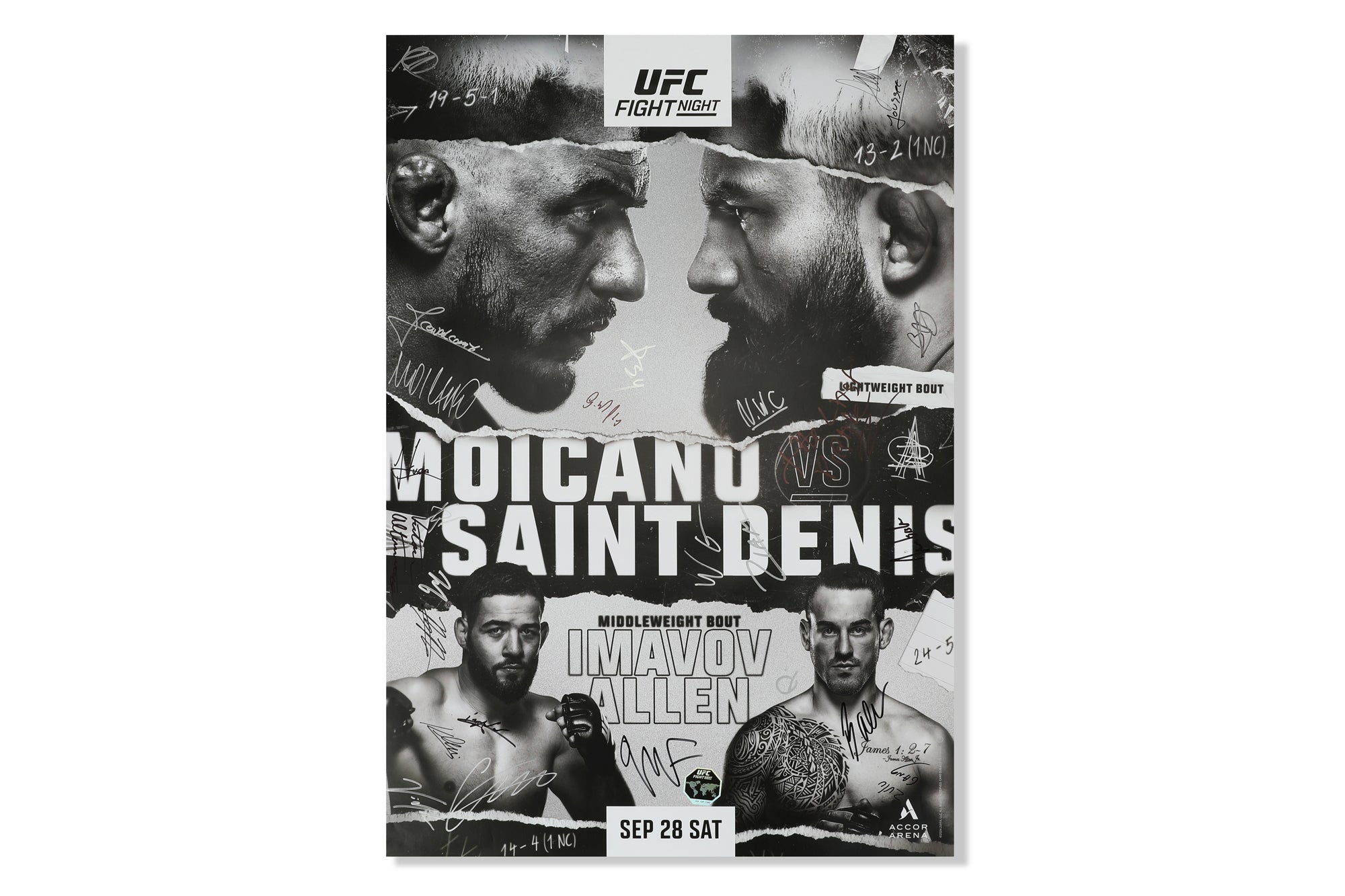 UFC Fight Night: Moicano vs Saint Denis Autographed Event Poster