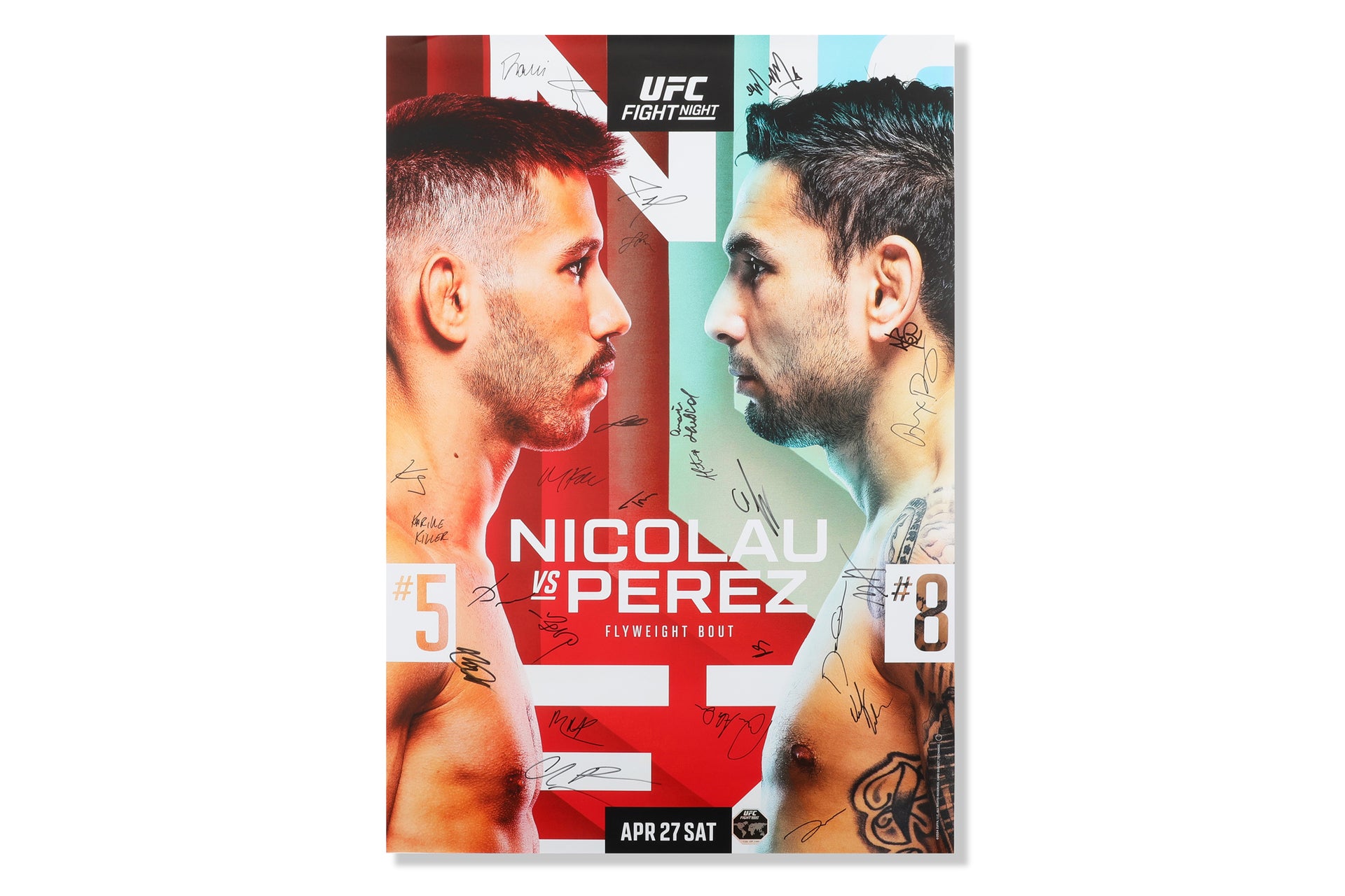 UFC Fight Night: Nicolau vs Perez 2 Autographed Event Poster