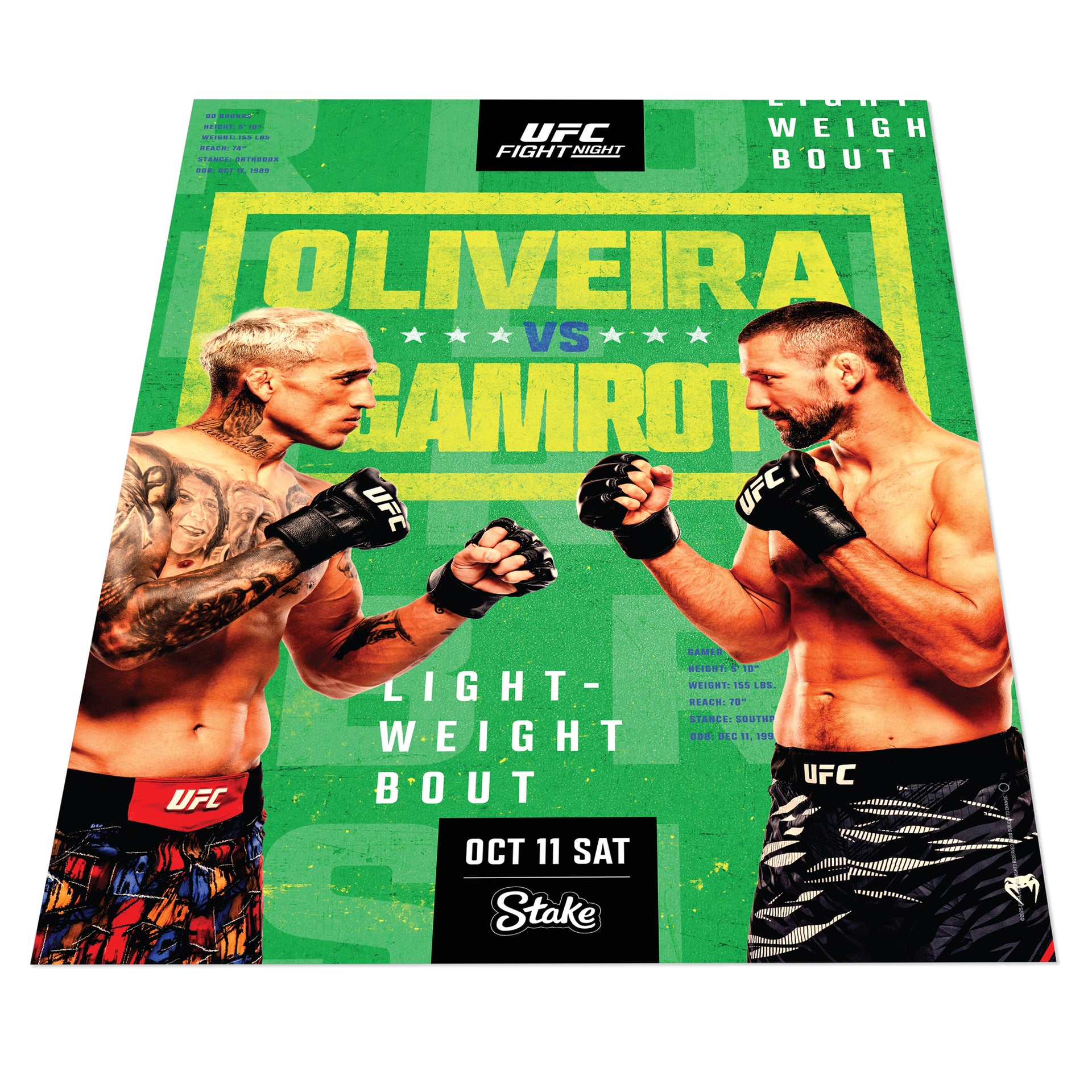 UFC Fight Night: Oliveira vs Gamrot Autographed Event Poster