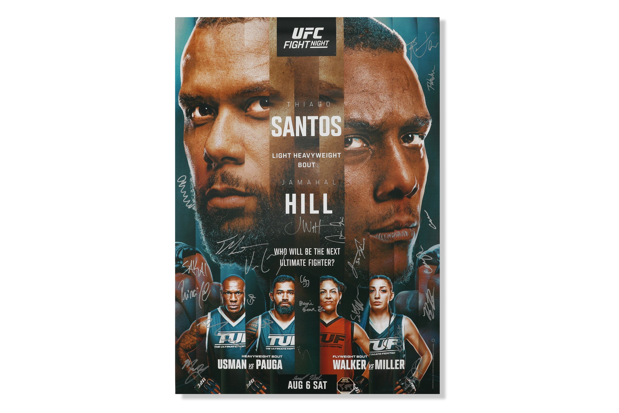 UFC Fight Night: Santos vs Hill Autographed Event Poster