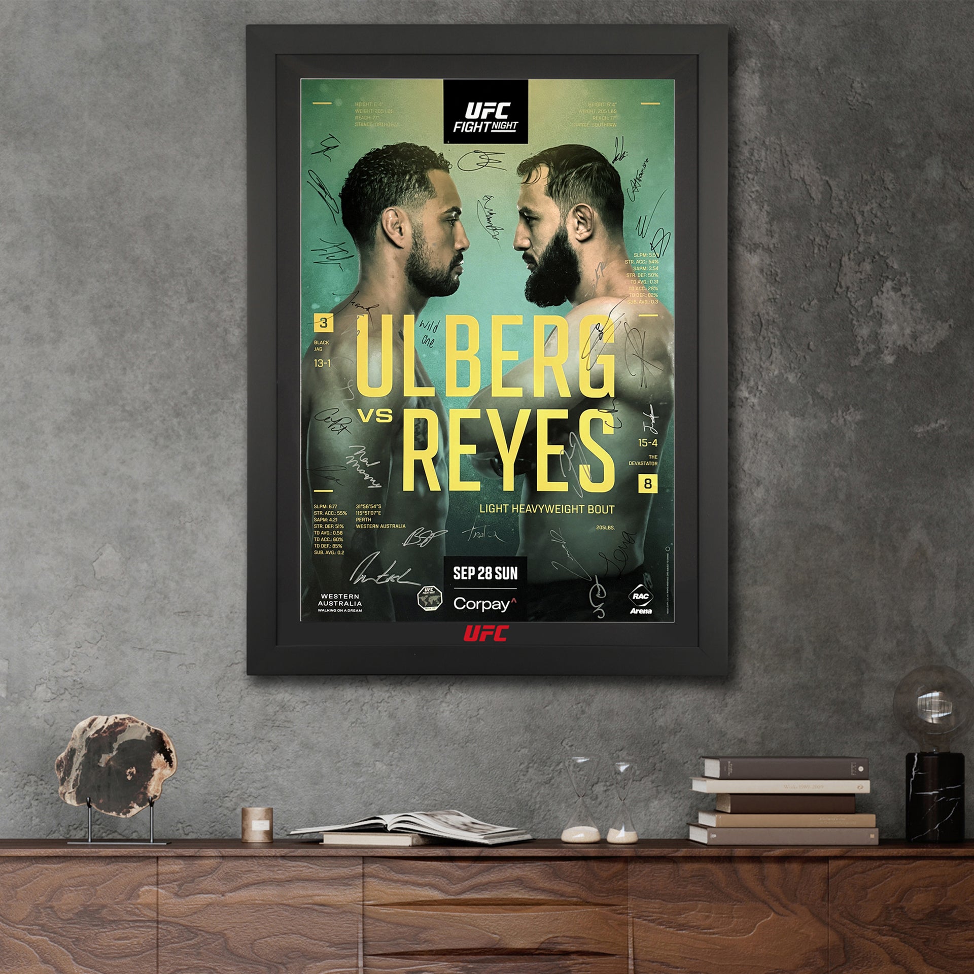 UFC Fight Night: Ulberg vs Reyes Autographed Event Poster