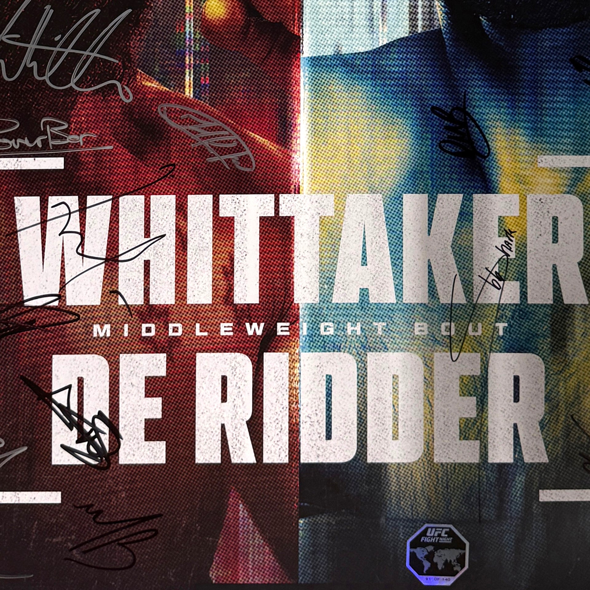 UFC Fight Night: Whittaker vs de Ridder Autographed Event Poster
