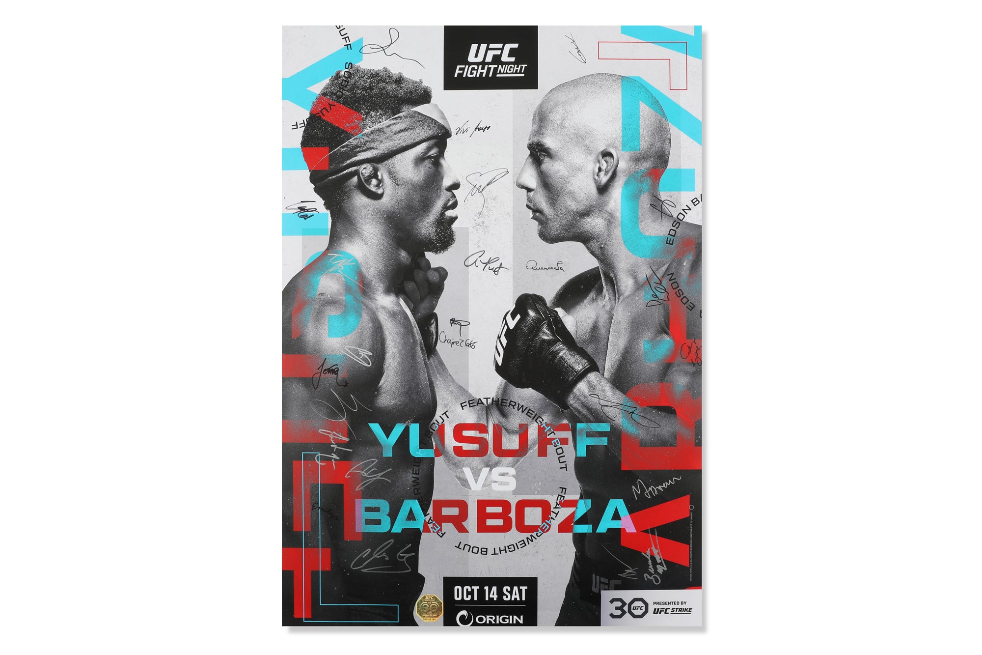 UFC Fight Night: Yusuff vs Barboza Autographed Event Poster