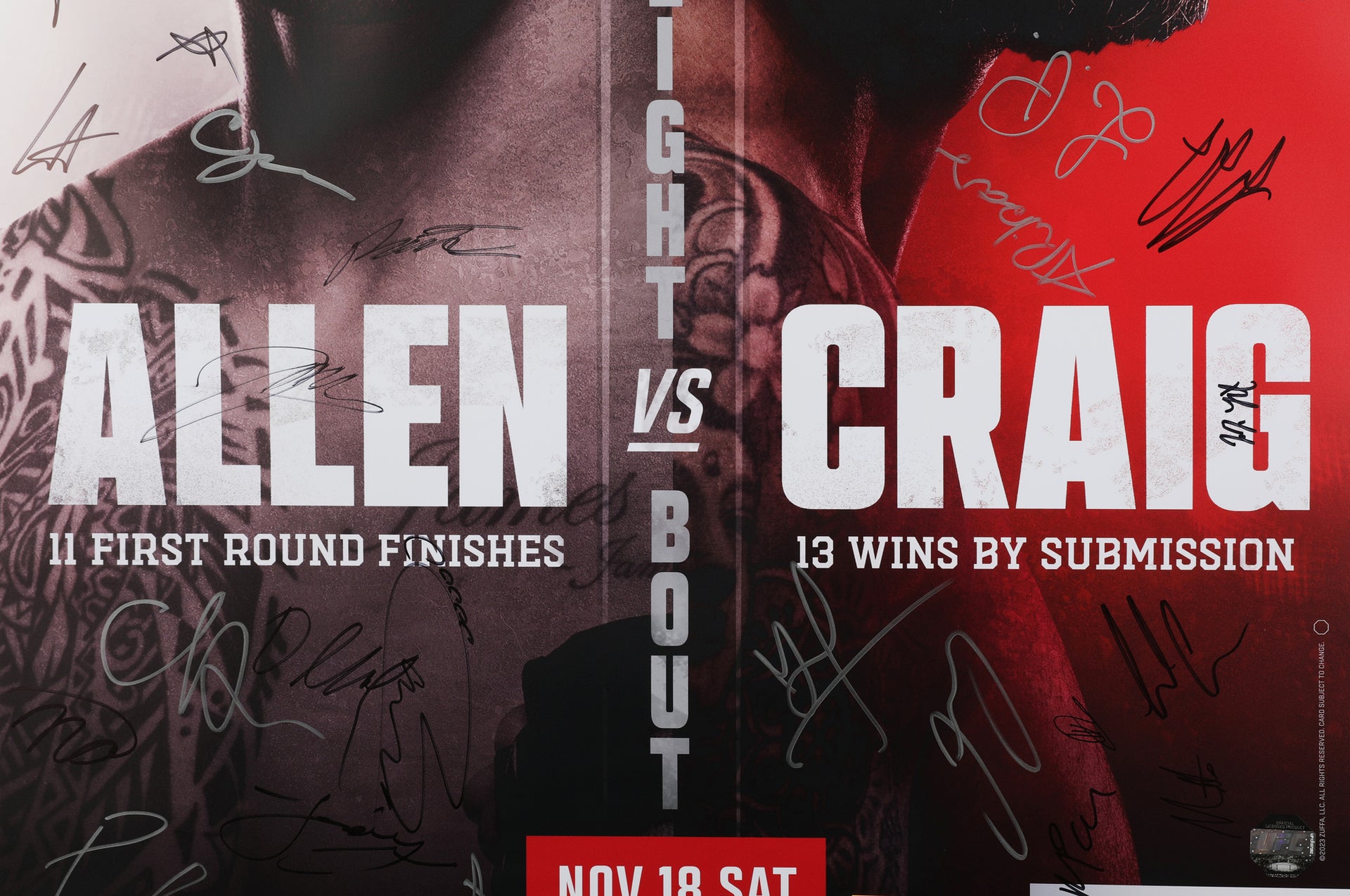 UFC Fight Night: Allen vs Craig Autographed Event Poster