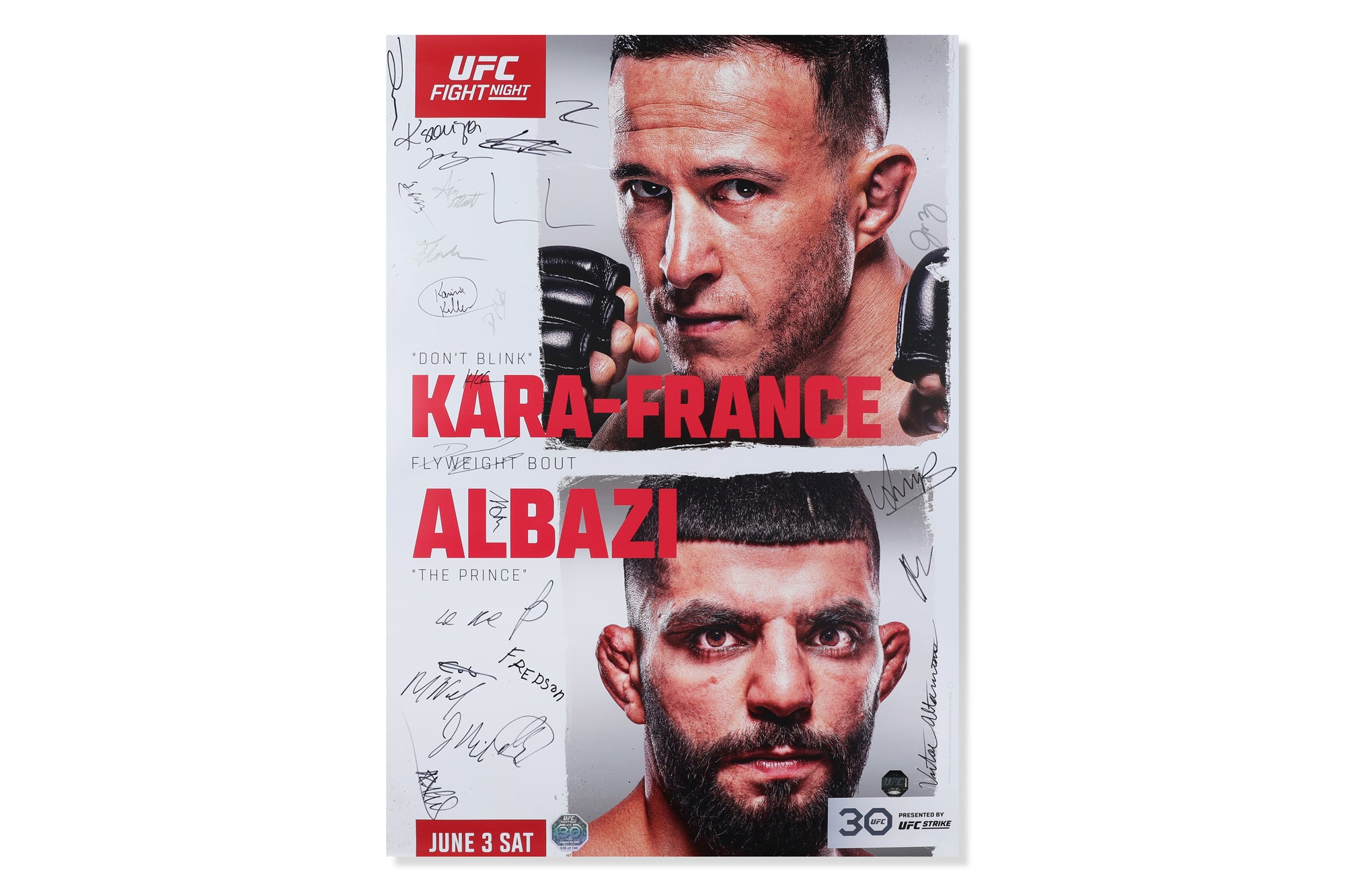 UFC Fight Night: Kara-France vs Albazi Autographed Event Poster