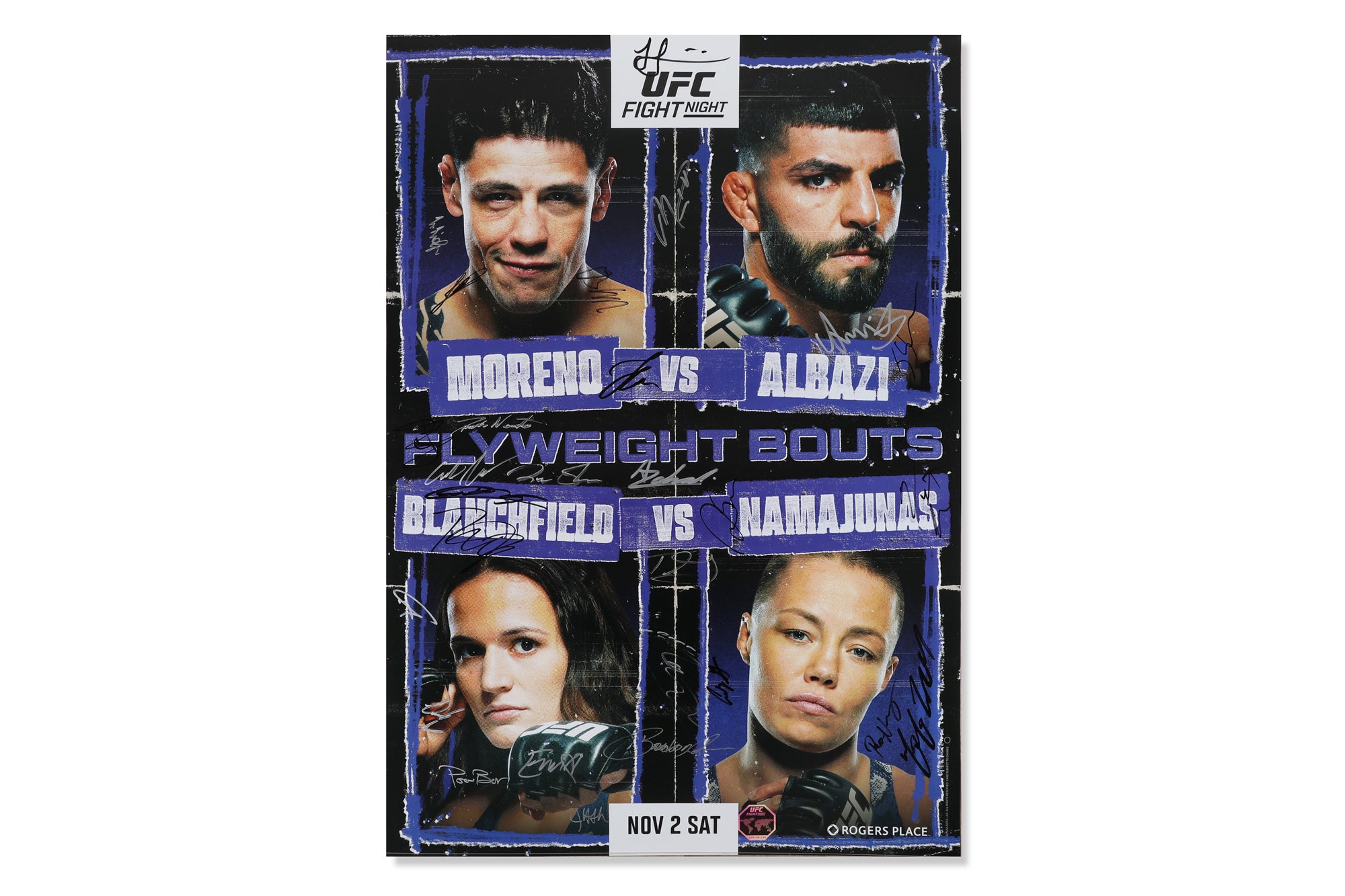 UFC Fight Night: Brandon Moreno vs Amir Albazi Autographed Event Poster