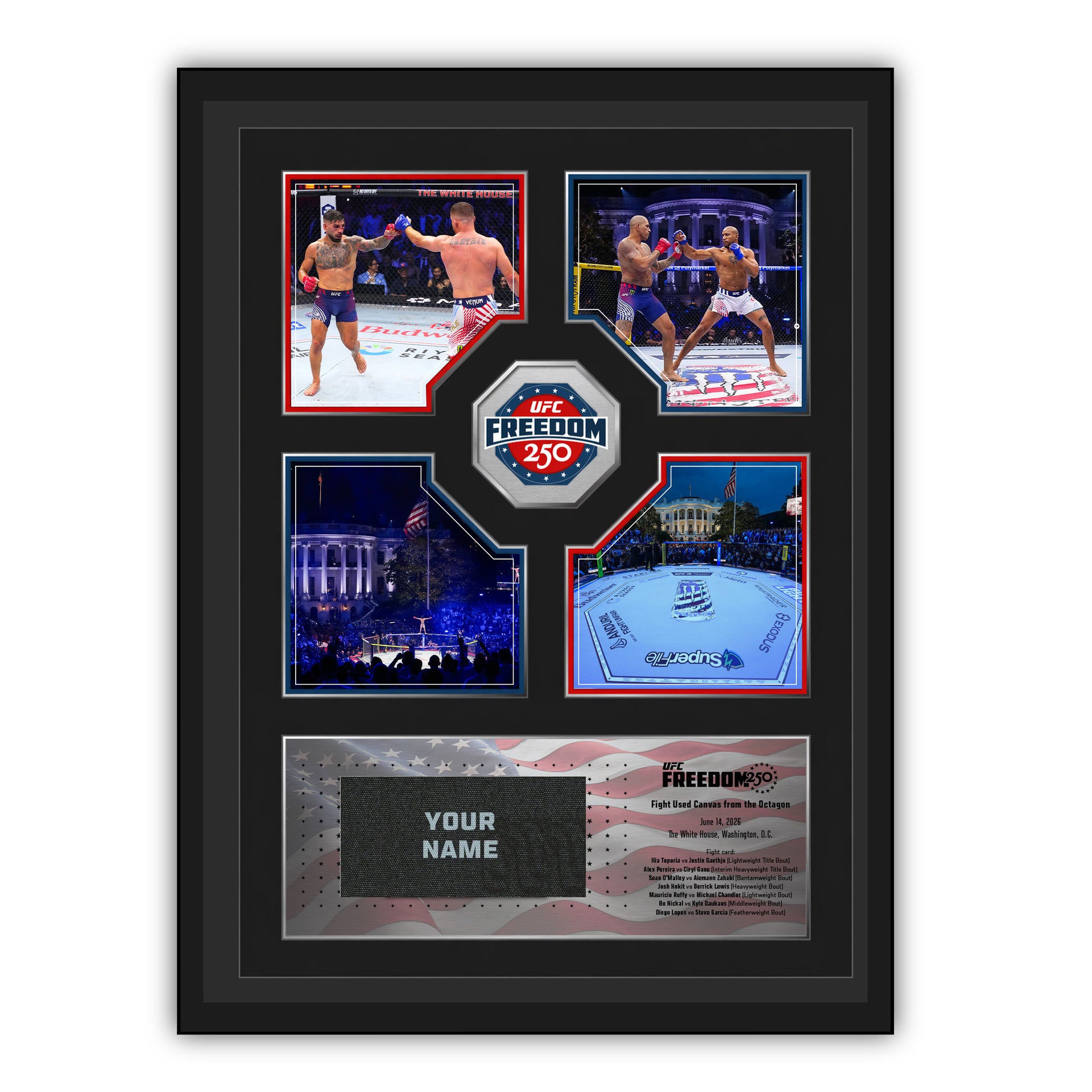 SOLD OUT: UFC Freedom 250: Topuria vs Gaethje Name on Canvas