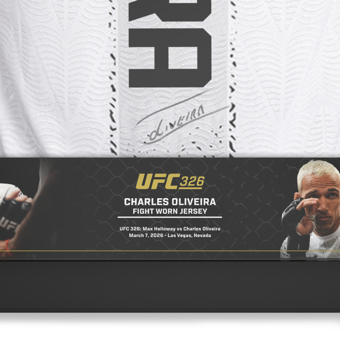 Charles Oliveira Signed 1-of-1 Fight Worn Jersey in Special Edition Frame UFC 326: Holloway vs Oliveira 2