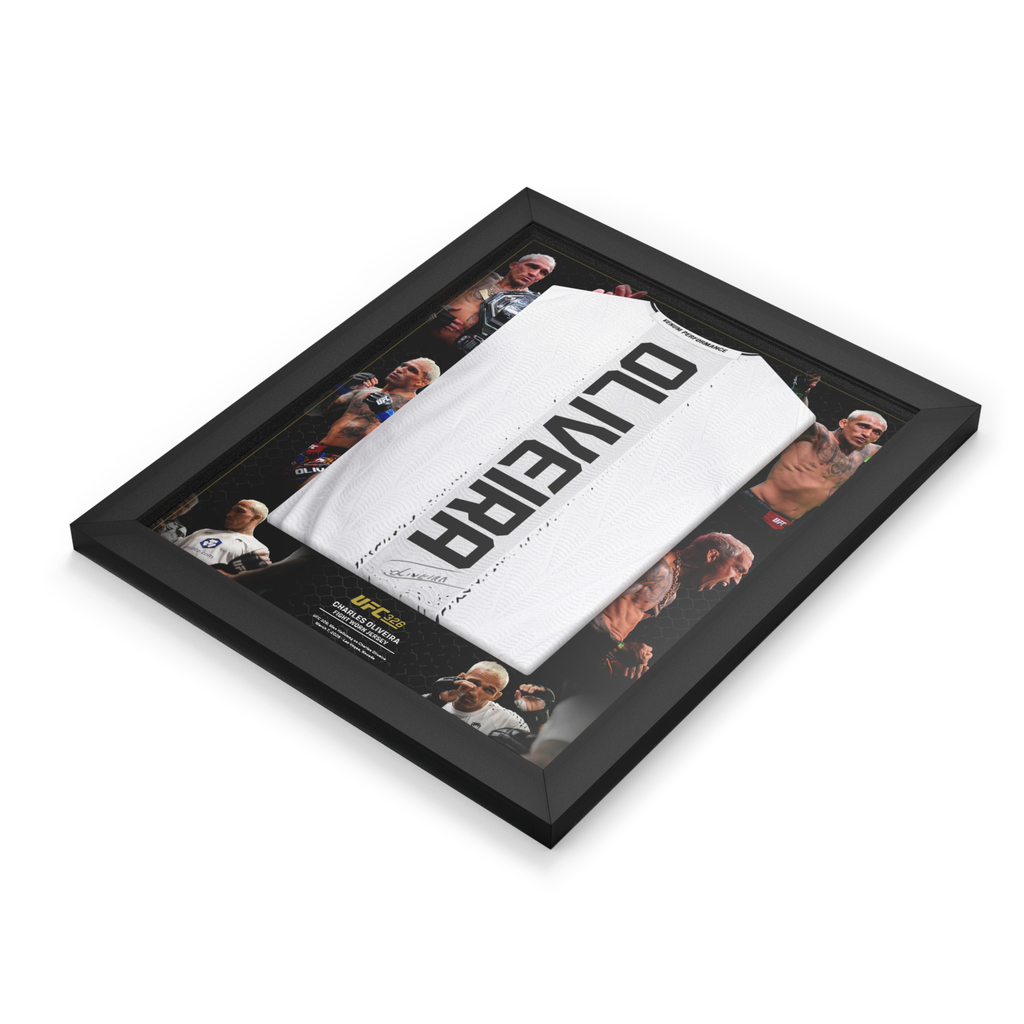 Charles Oliveira Signed 1-of-1 Fight Worn Jersey in Special Edition Frame UFC 326: Holloway vs Oliveira 2
