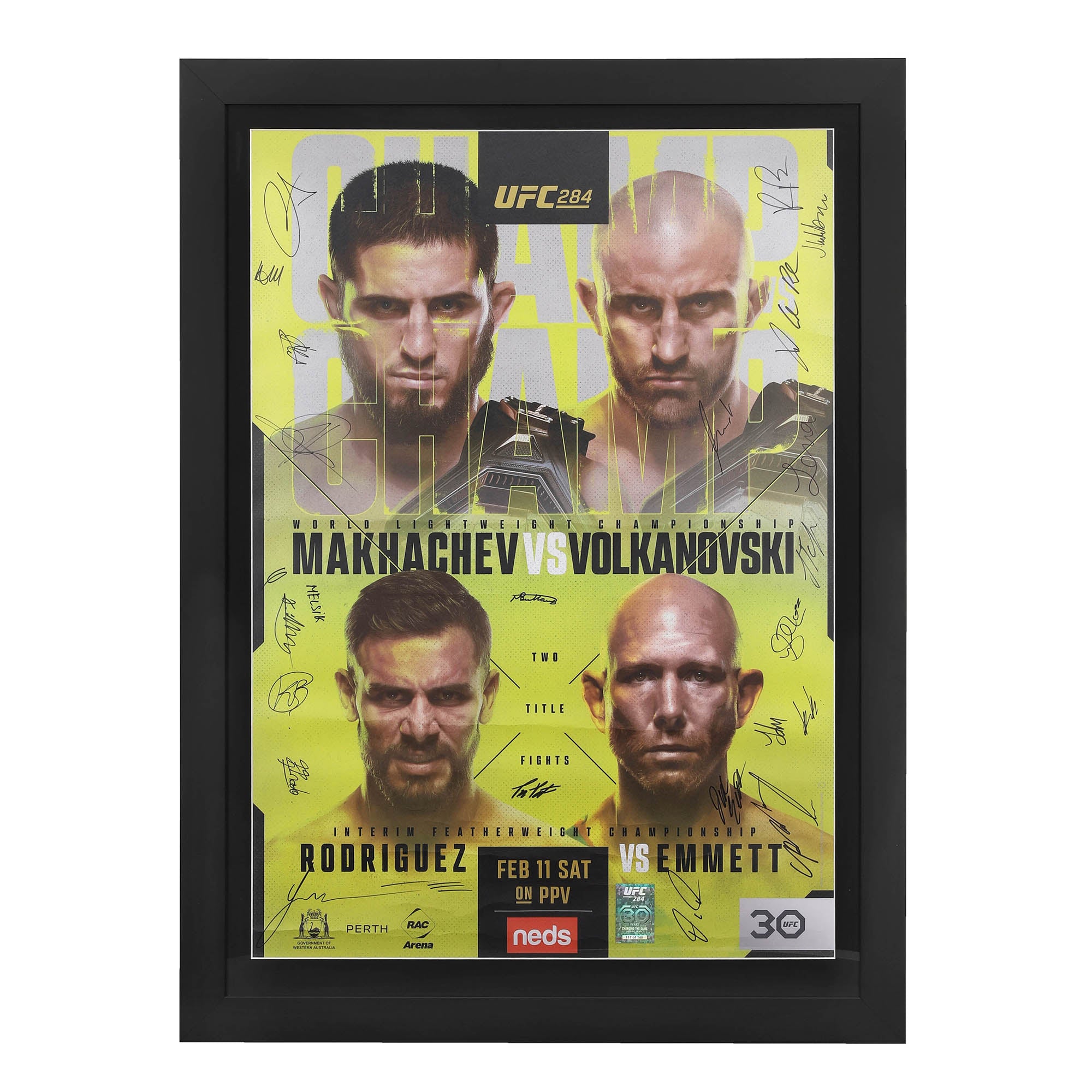 UFC 284: Makhachev vs Volkanovski Autographed Event Poster