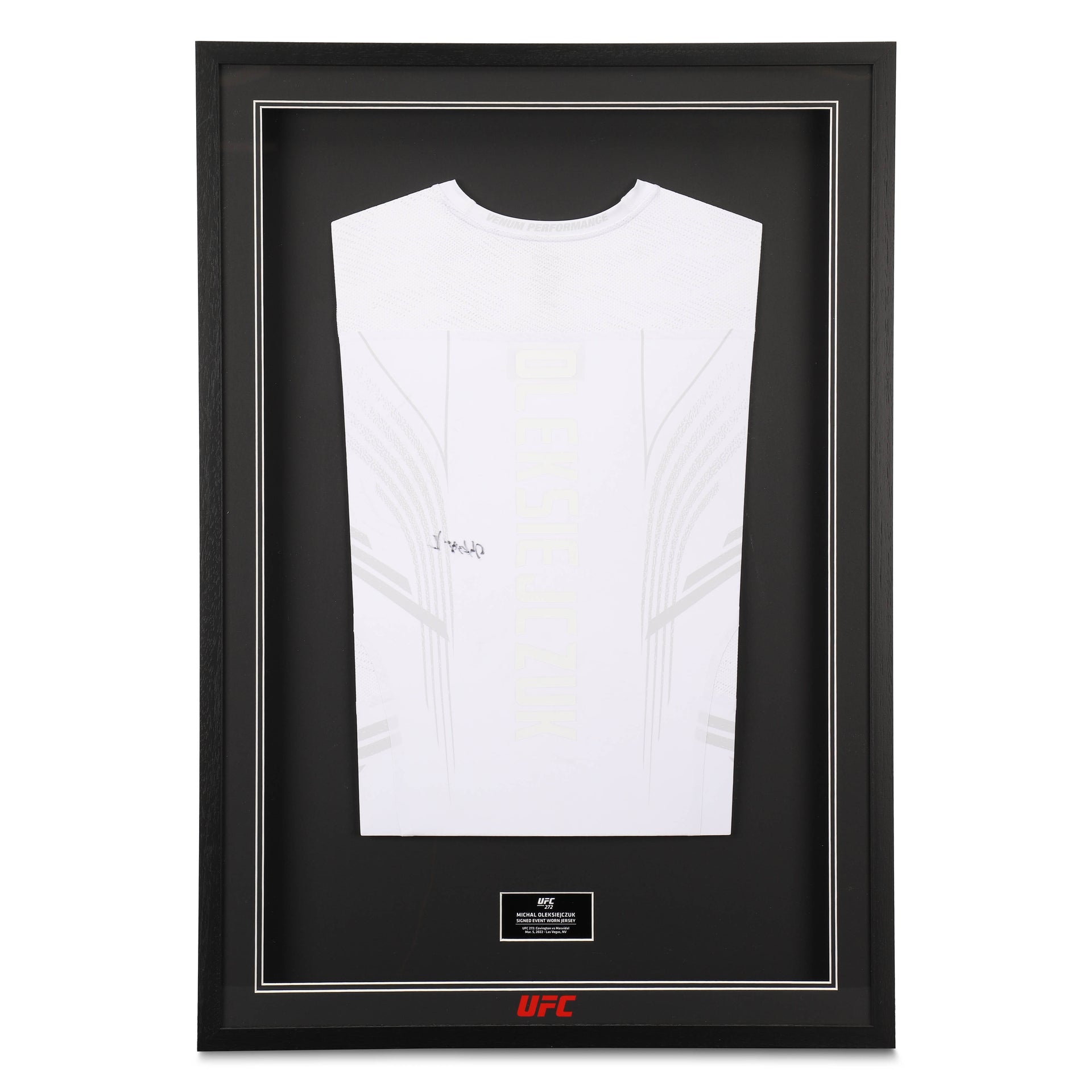 Framed Michal Oleksiejczuk Signed 1-of-1 Fight Issued Jersey UFC 272: Covington vs Masvidal