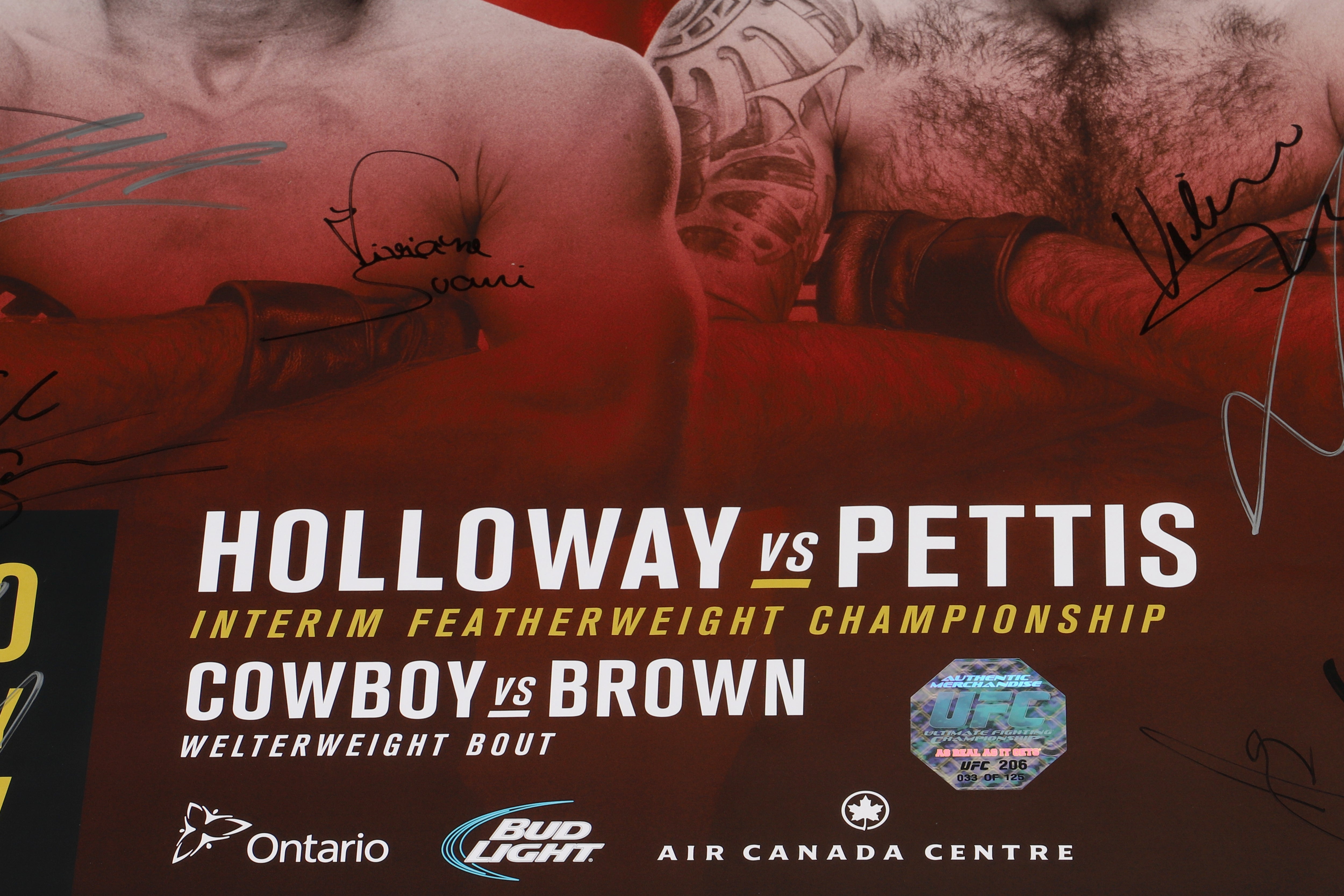 UFC 206: Holloway vs Pettis Autographed Event Poster