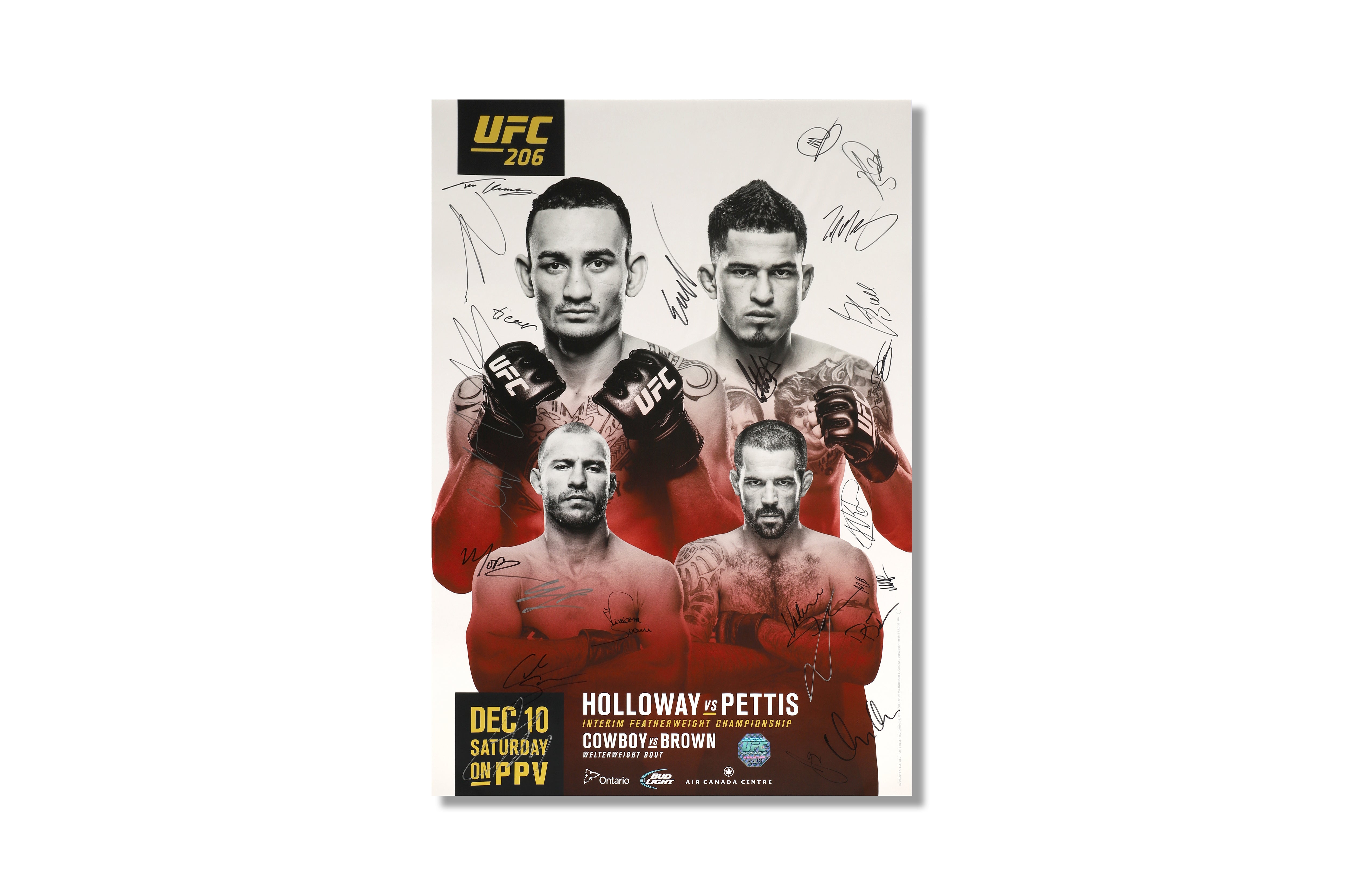 UFC 206: Holloway vs Pettis Autographed Event Poster