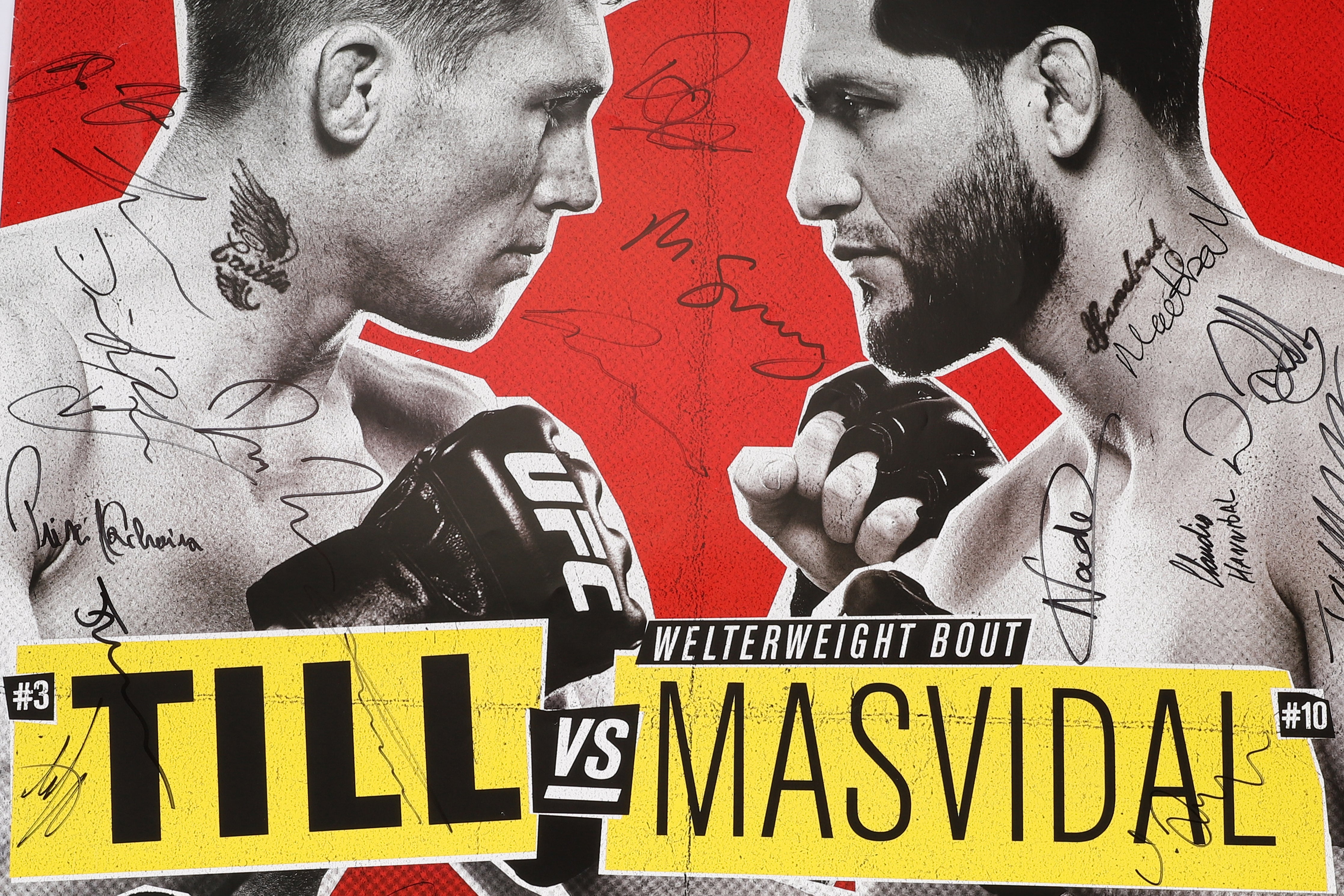 UFC Fight Night: Till vs Masvidal Autographed Event Poster Damaged