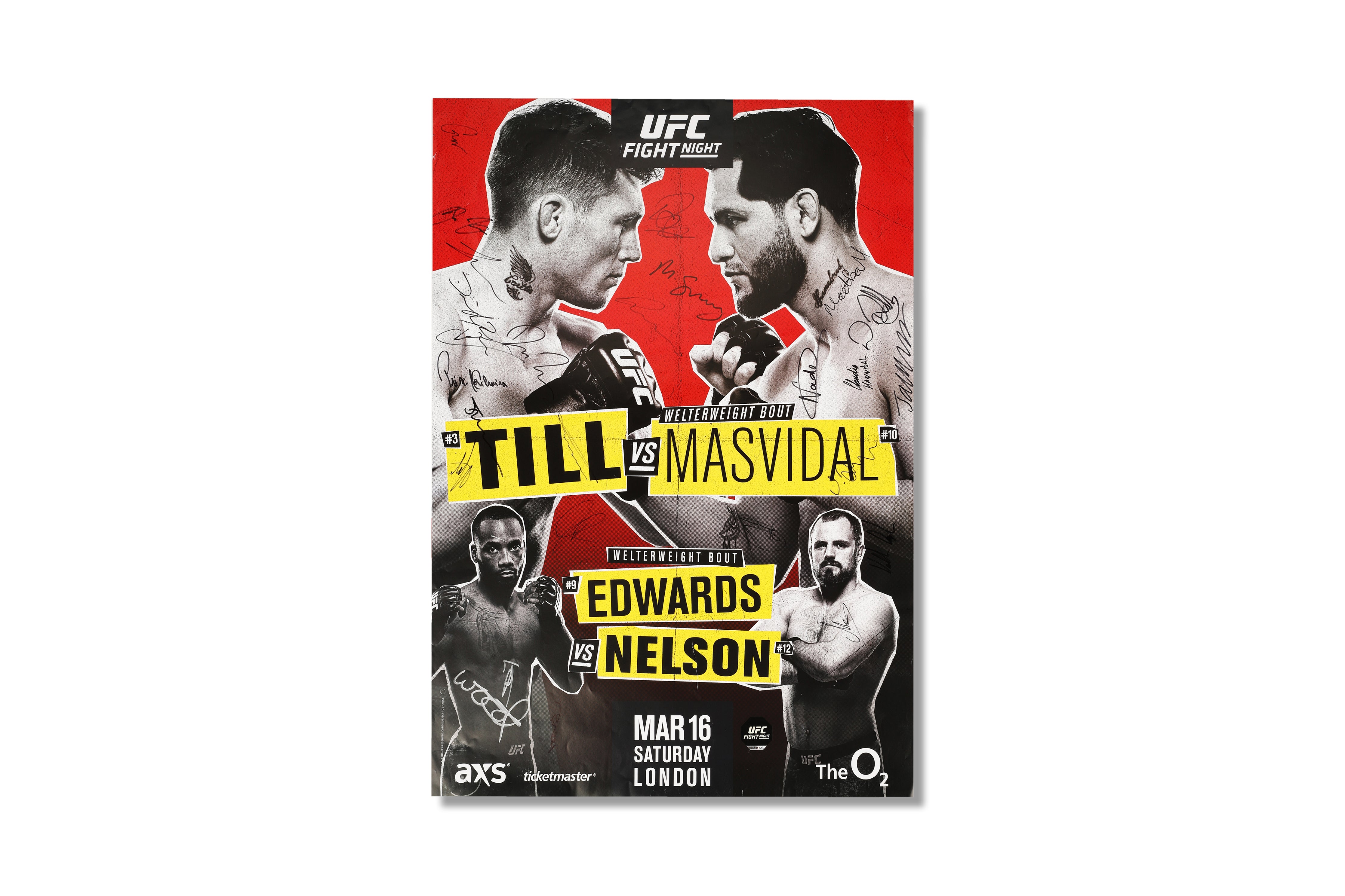 UFC Fight Night: Till vs Masvidal Autographed Event Poster Damaged