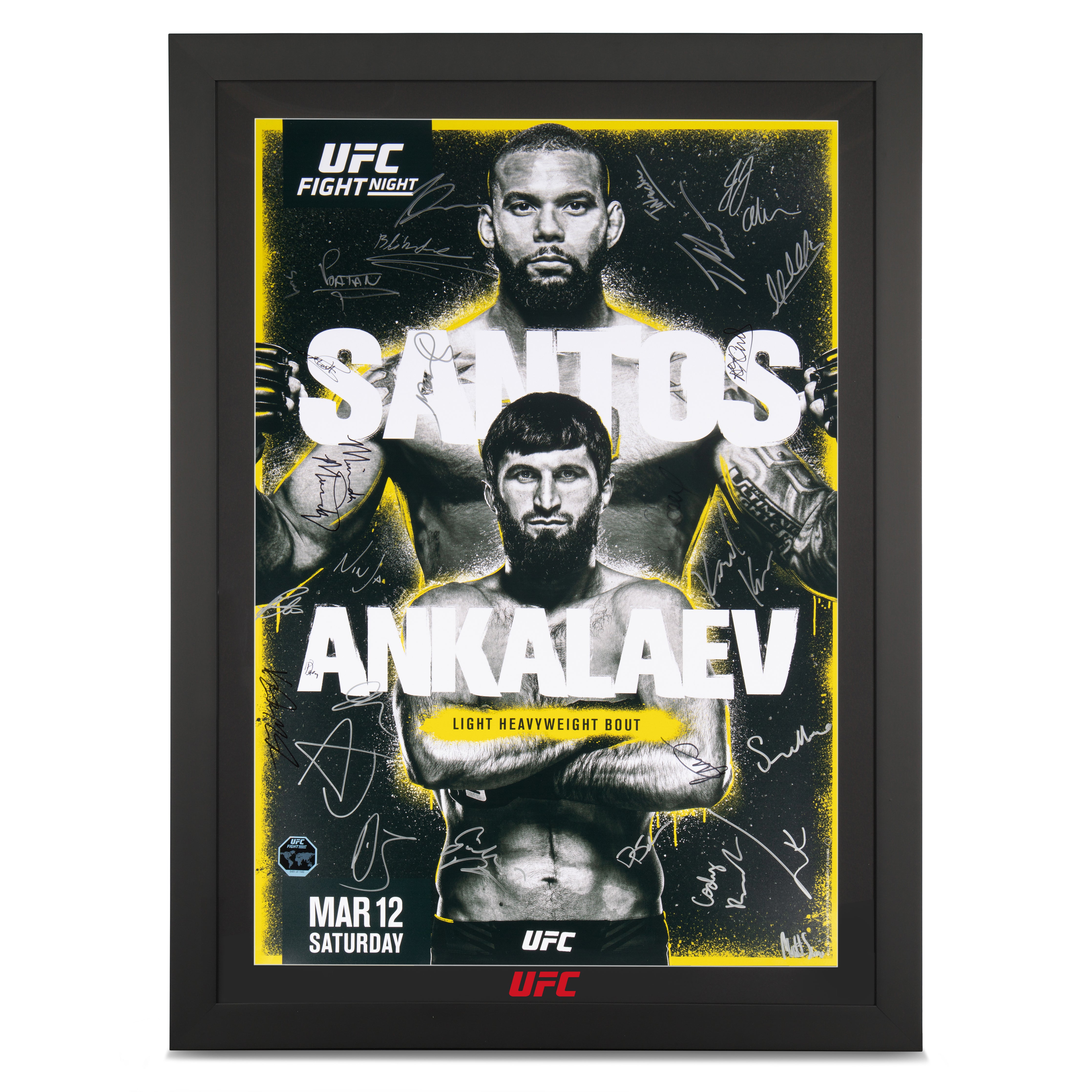 UFC Fight Night: Santos vs Ankalaev Autographed Poster