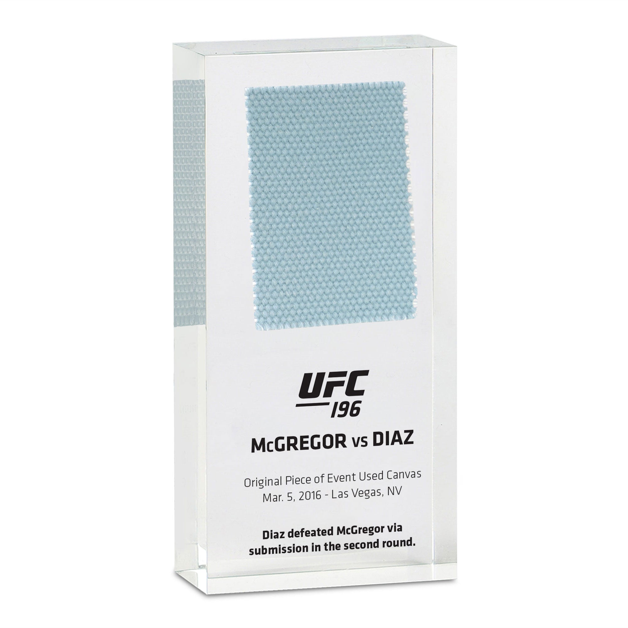 Canvas from the Diaz vs McGregor event encased in acrylic 
