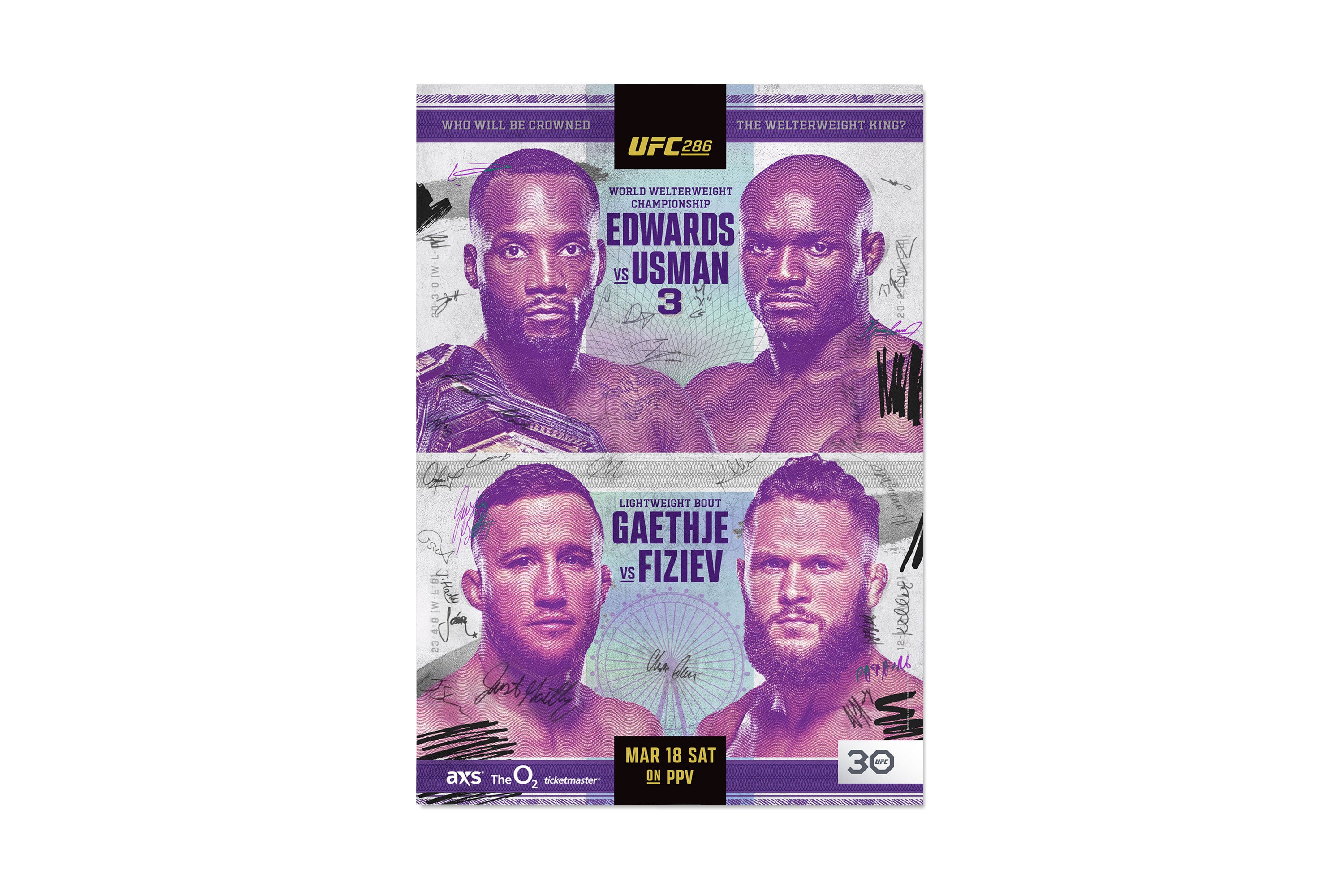 UFC 286: Edwards vs Usman 3 Autographed Event Poster