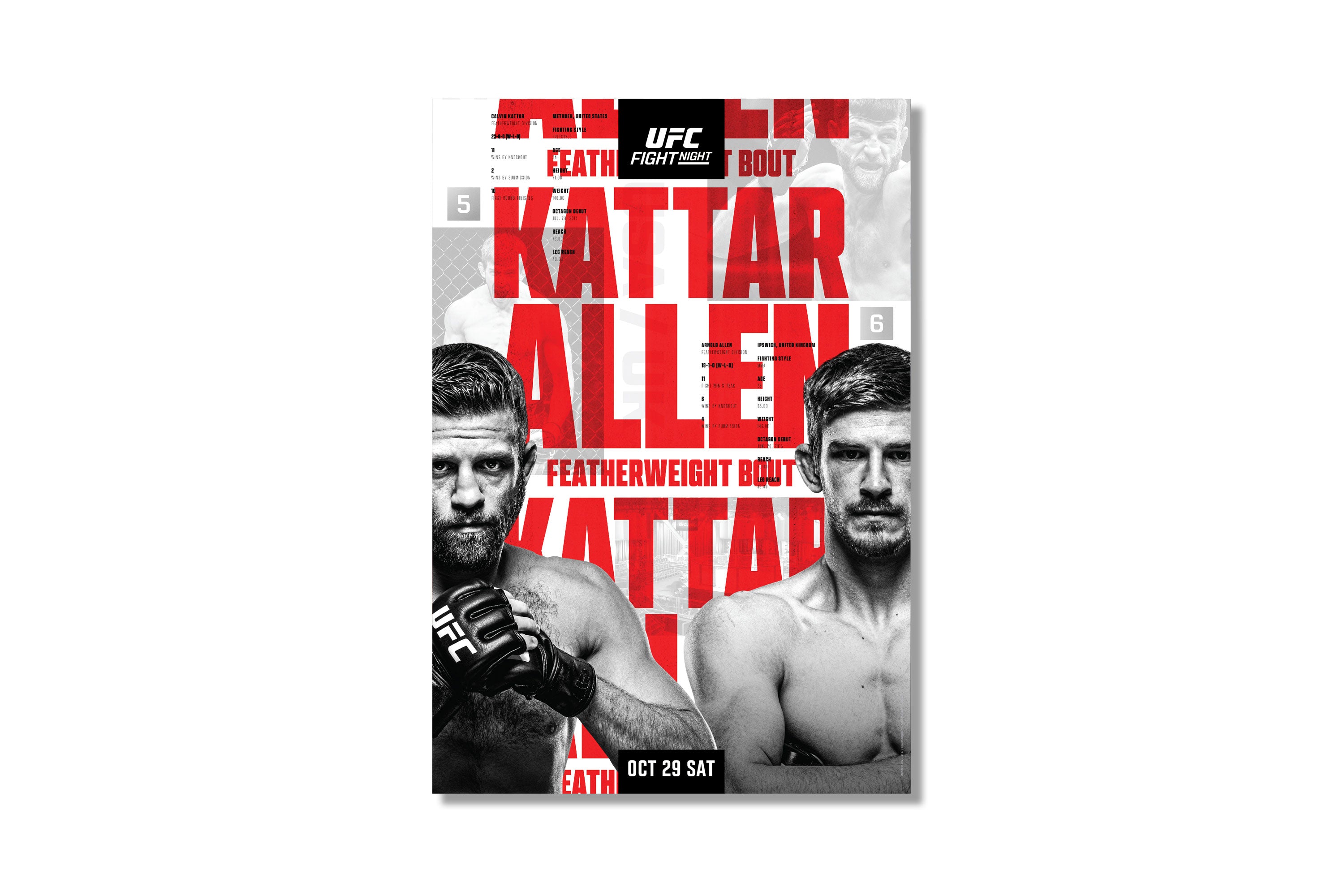 UFC Fight Night: Kattar vs Allen Autographed Event Poster