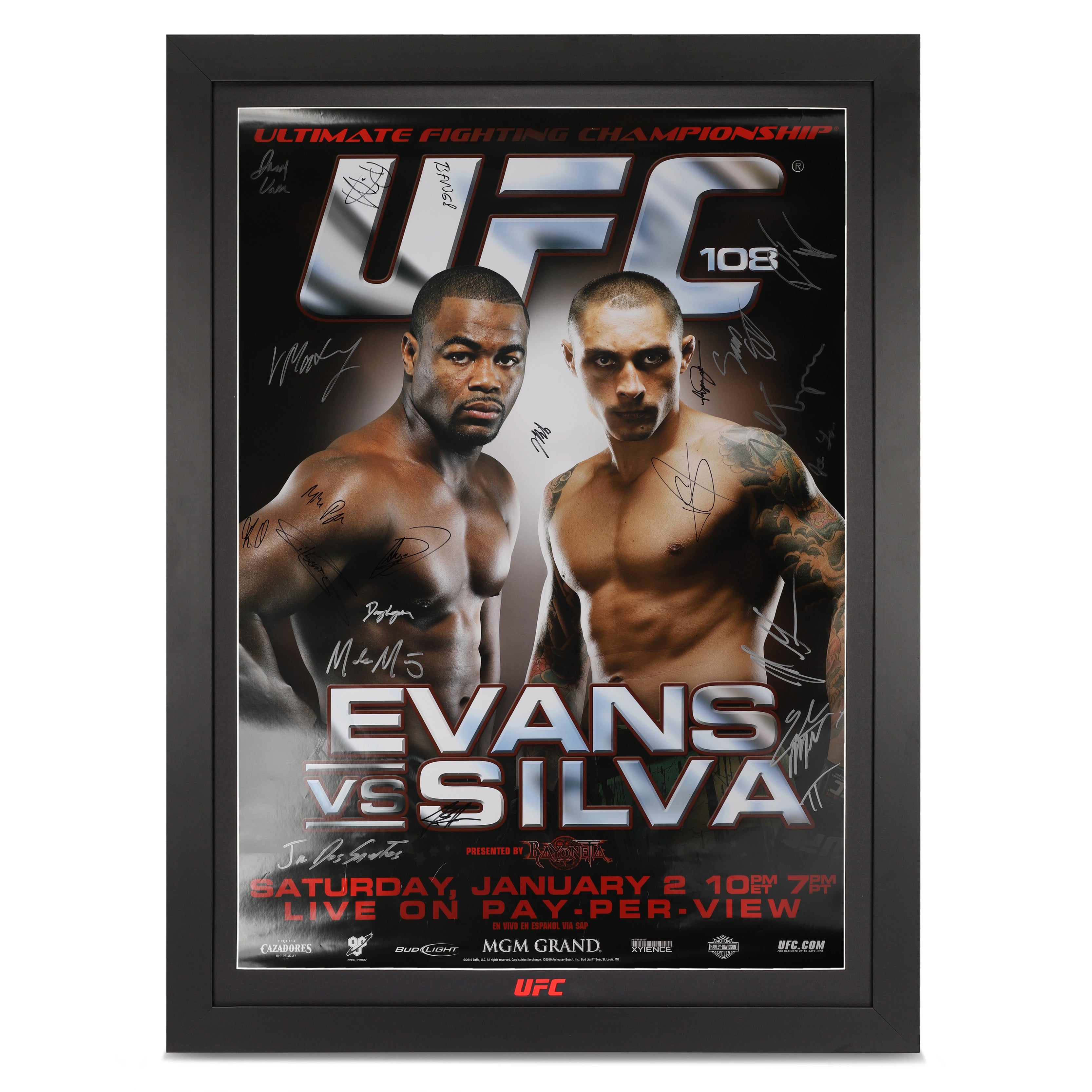 UFC 108: Evans vs Silva Autographed Event Poster