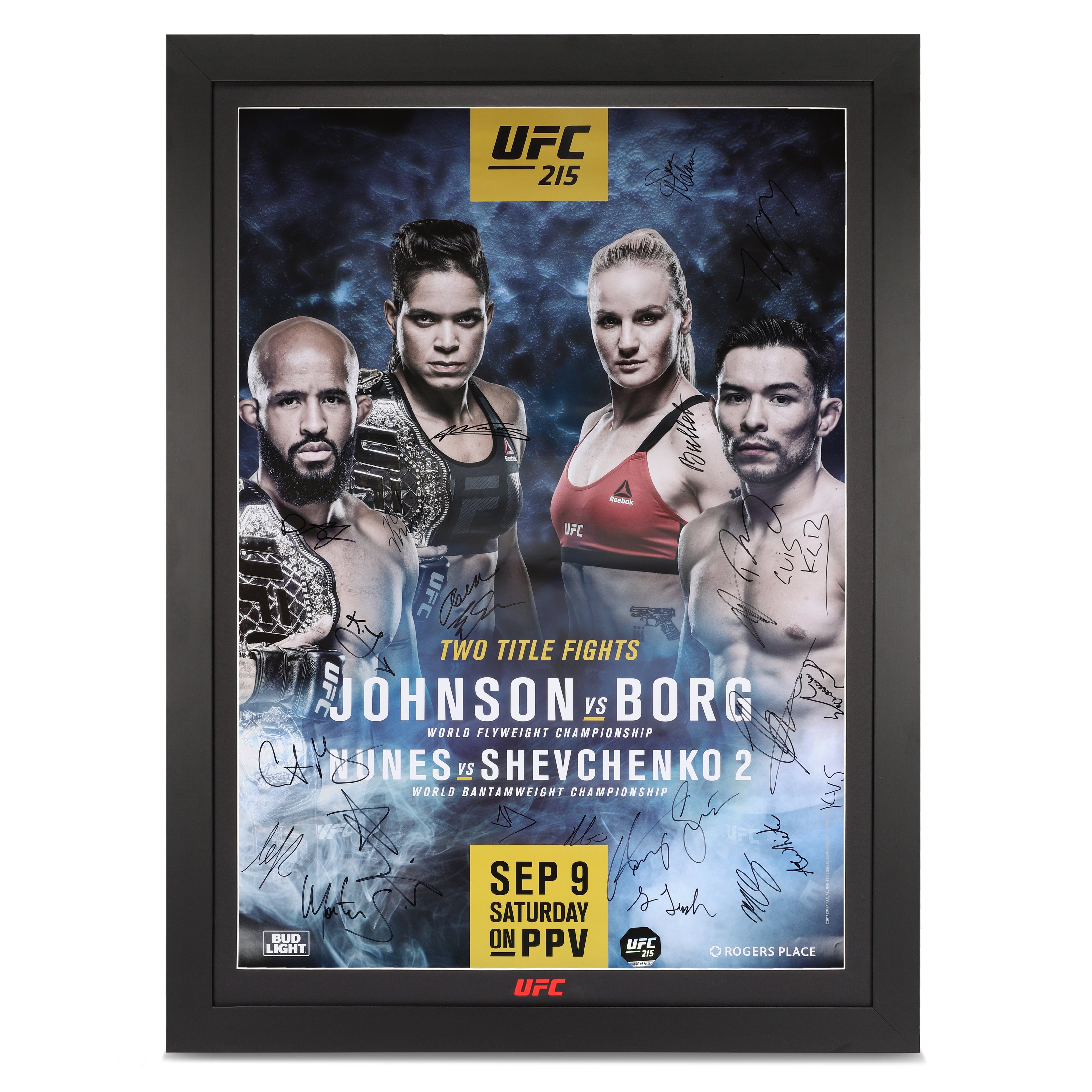 UFC 215: Johnson vs Borg & Nunes vs Shevchenko 2 Autographed Event Poster