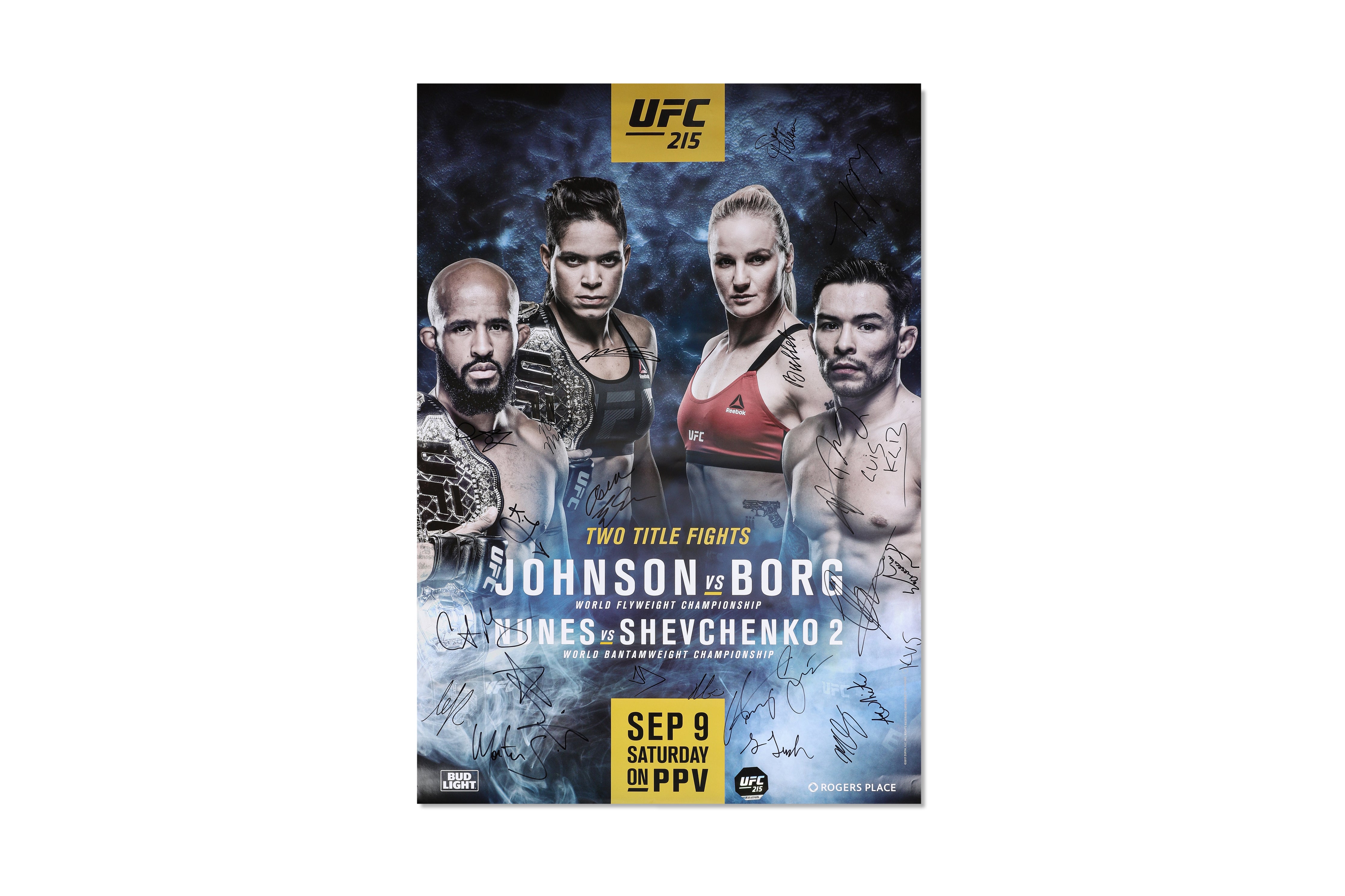 UFC 215: Johnson vs Borg & Nunes vs Shevchenko 2 Autographed Event Poster
