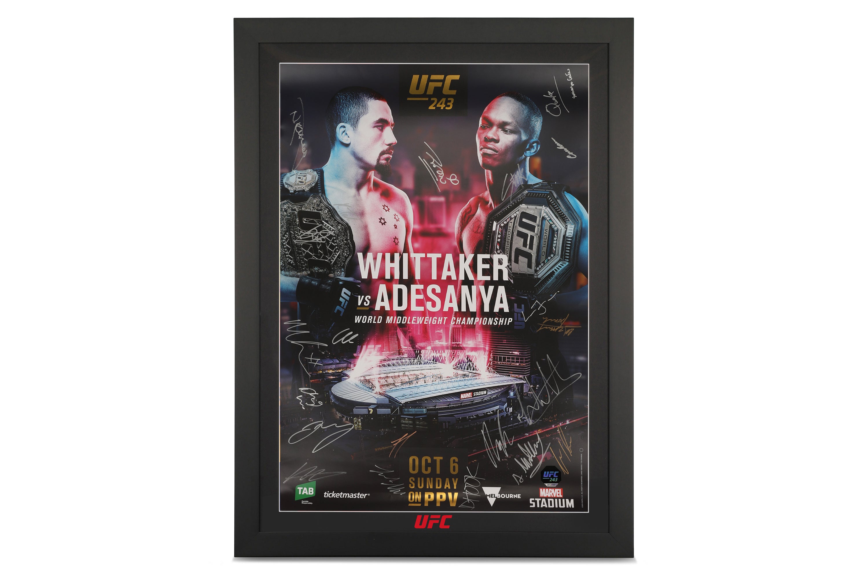 UFC 243: Whittaker vs Adesanya Autographed Poster