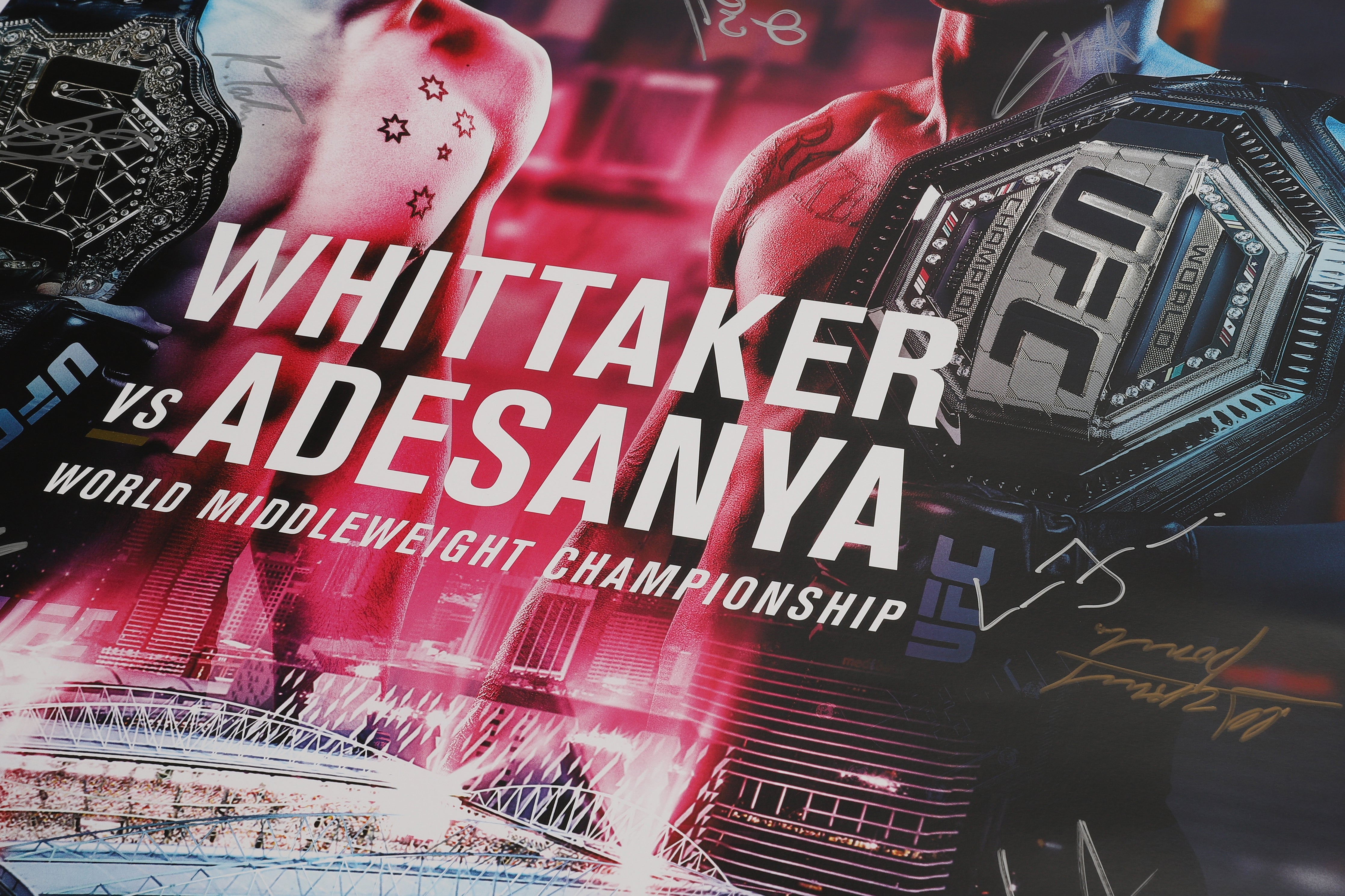 UFC 243: Whittaker vs Adesanya Autographed Poster
