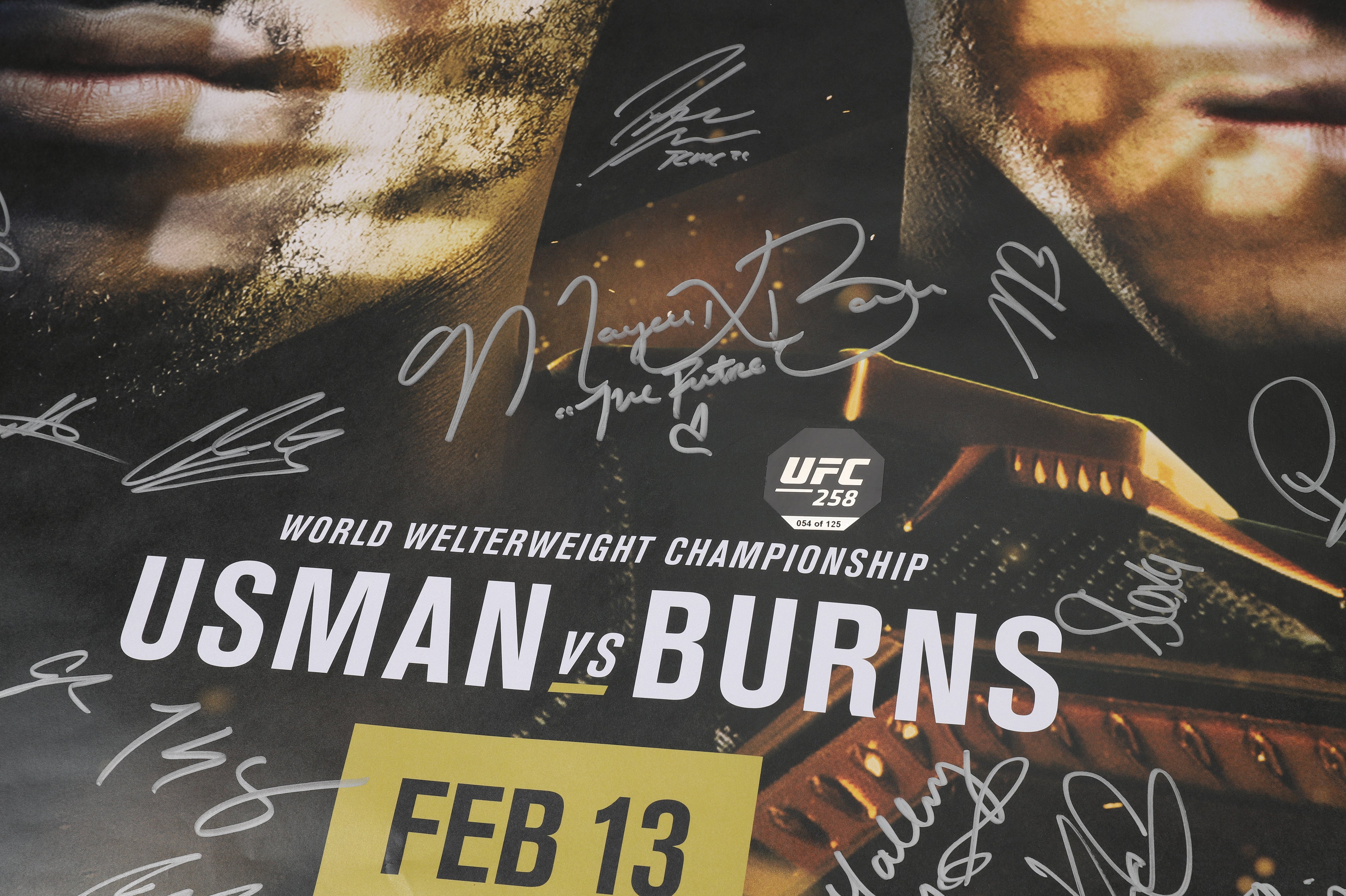 UFC 258: Usman vs Burns Autographed Event Poster