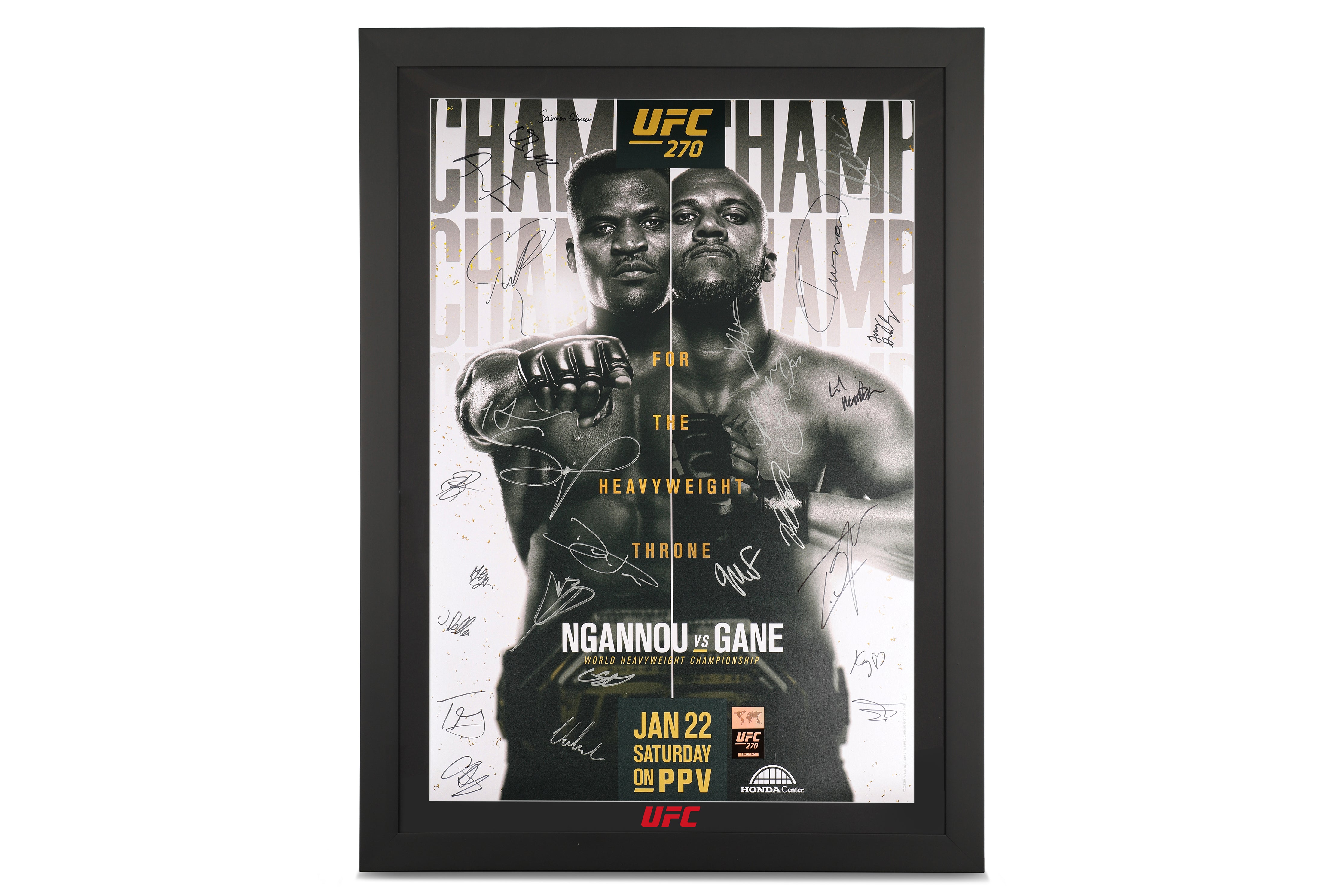 Ngannou vs Gane autographed poster from the UFC 270 fight