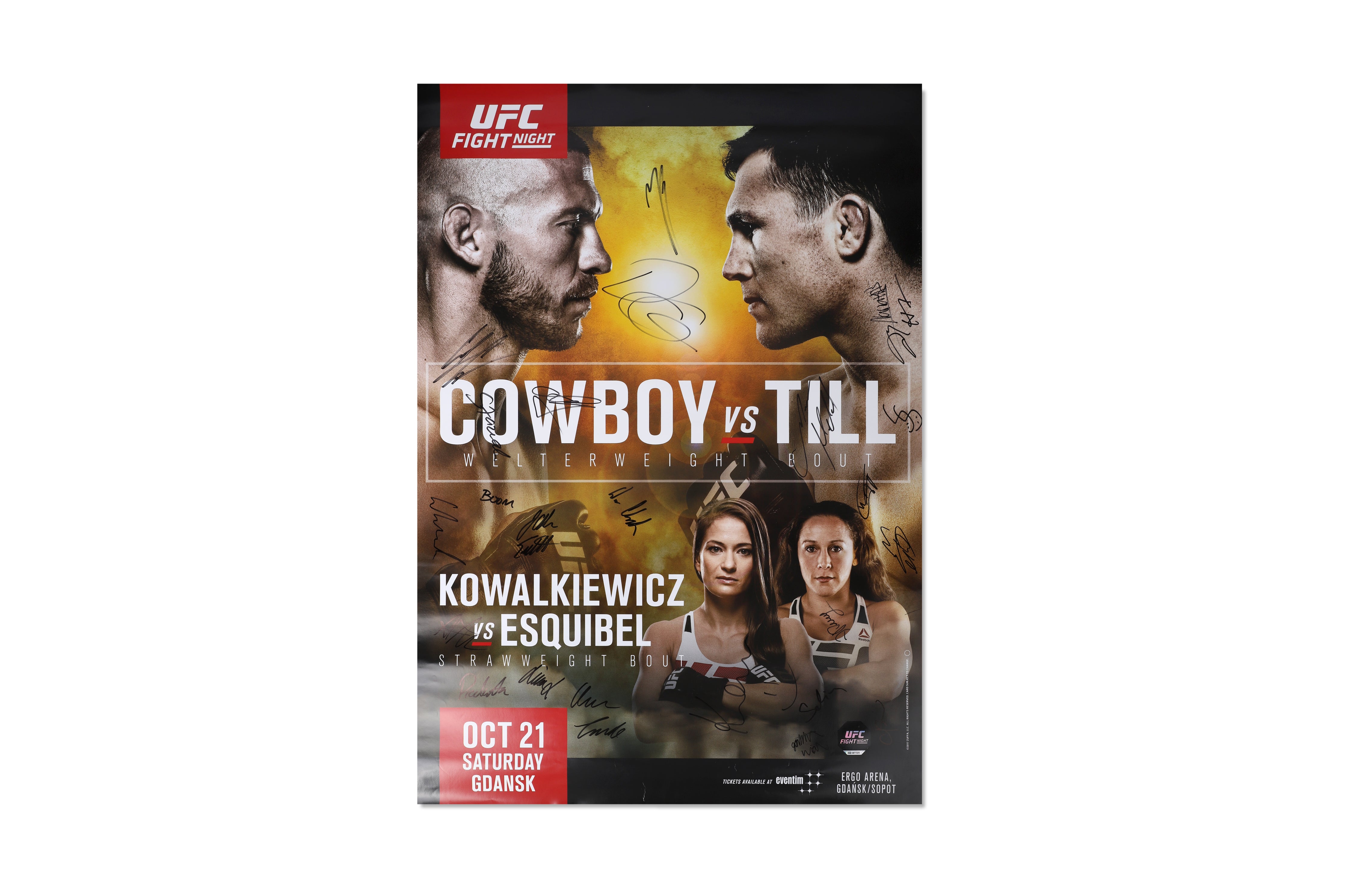 UFC Fight Night: Cowboy vs Till Autographed Event Poster