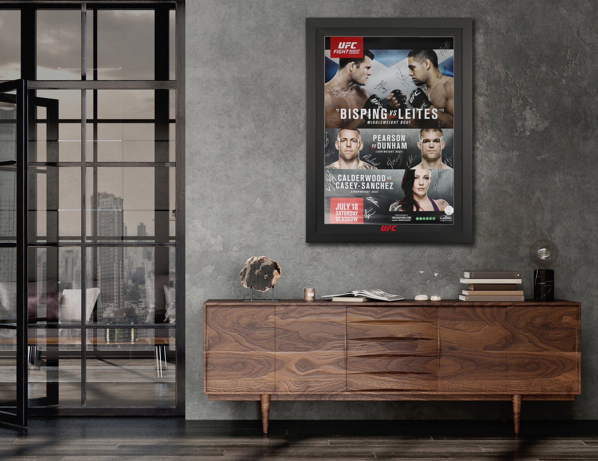 UFC Fight Night: Bisping vs Leites Autographed Event Poster