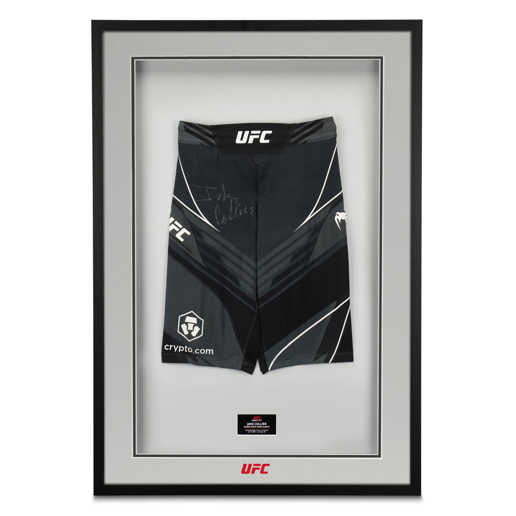 Framed Jake Collier Signed 1-of-1 Fight Worn Shorts UFC Fight Night: Kattar vs Chikadze