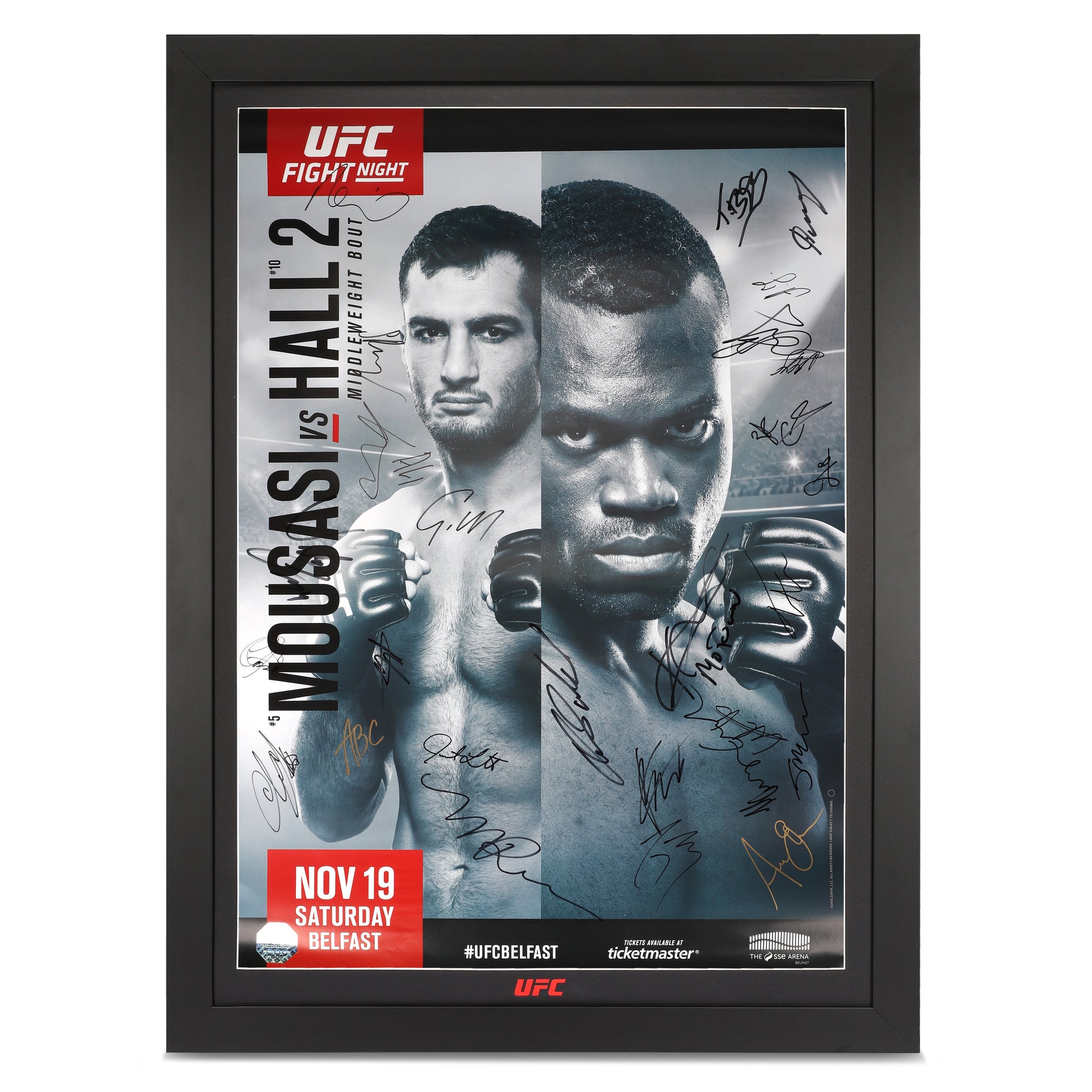 UFC Fight Night: Mousasi vs Hall 2 Autographed Event Poster