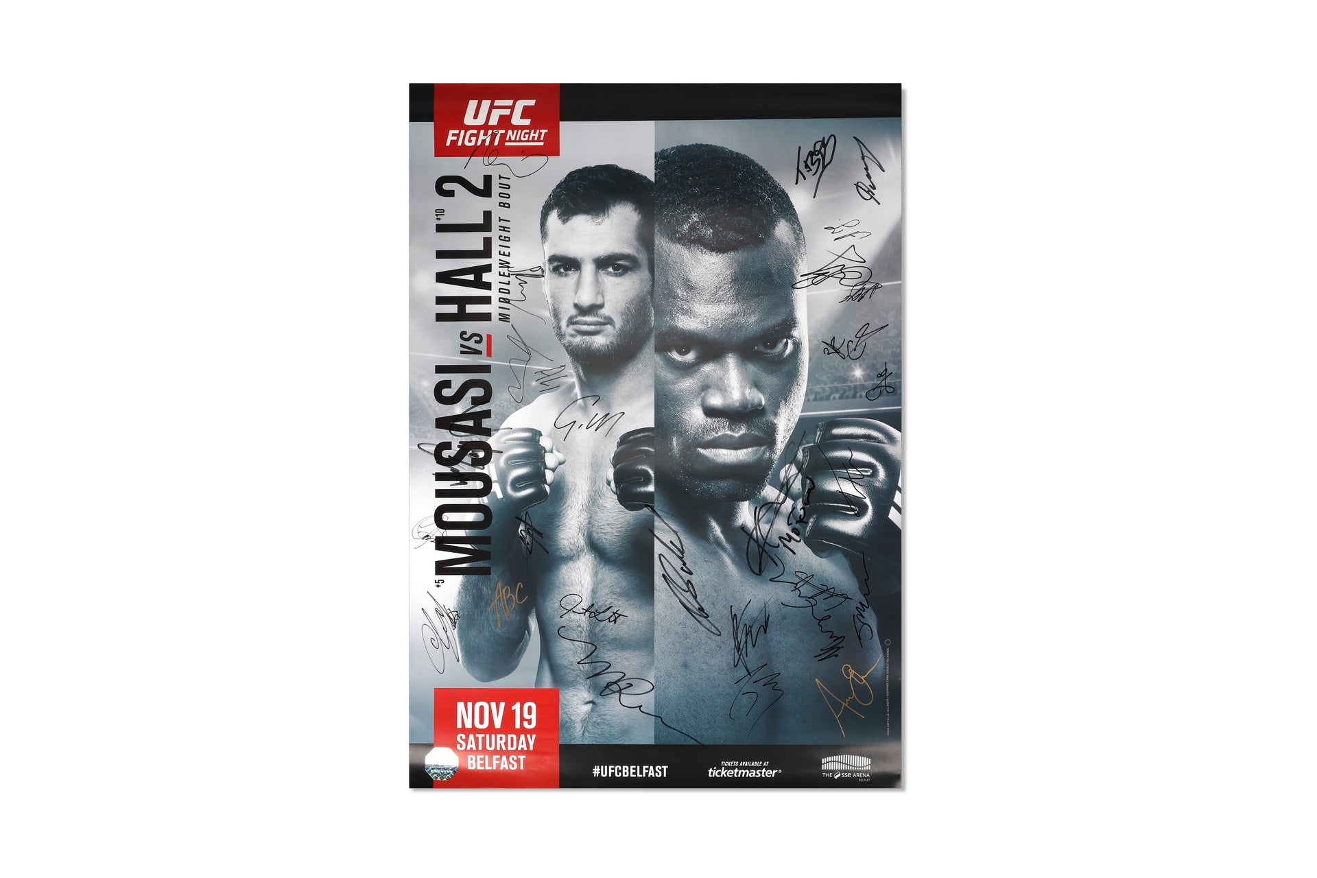 UFC Fight Night: Mousasi vs Hall 2 Autographed Event Poster