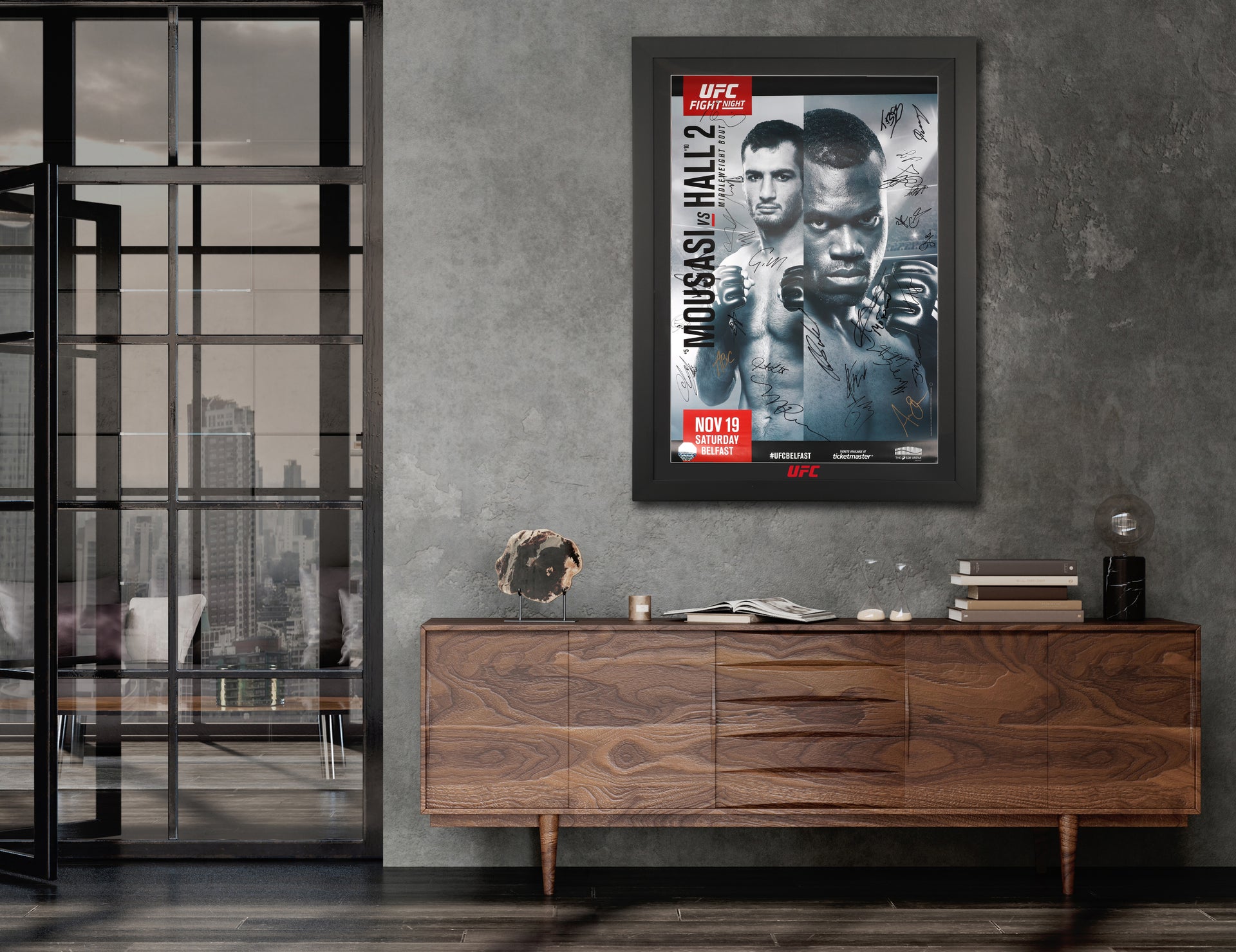 UFC Fight Night: Mousasi vs Hall 2 Autographed Event Poster