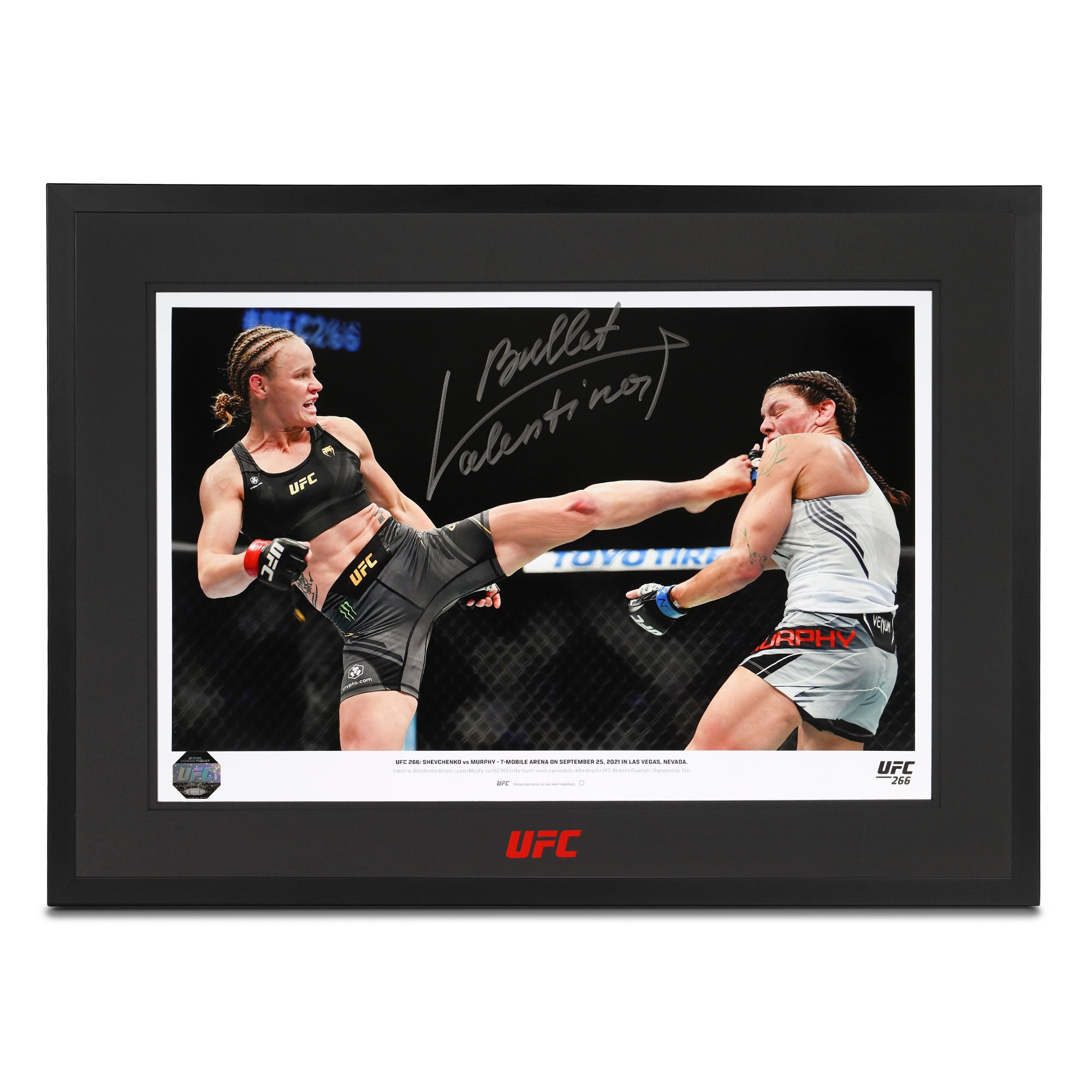 Valentina Shevchenko Kicking Framed Signed Photo UFC 266