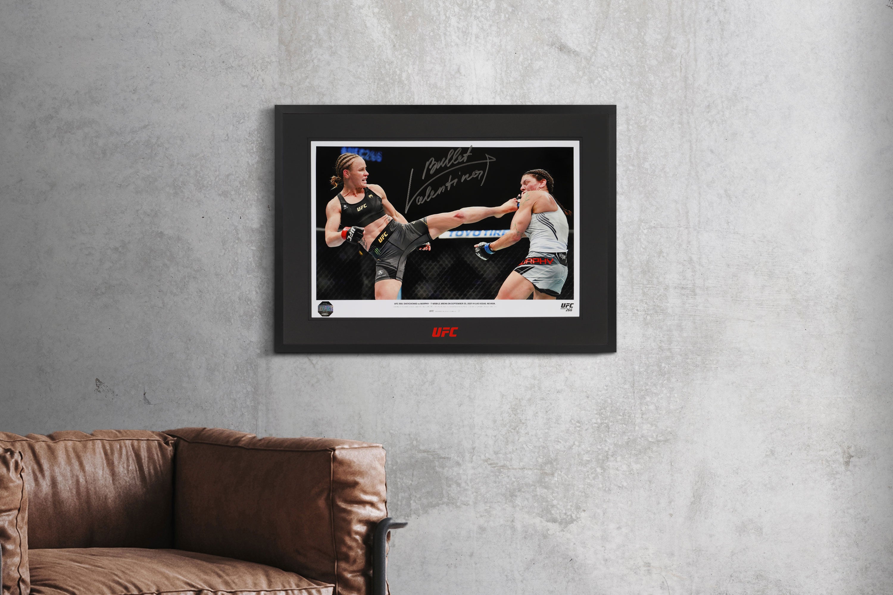 Valentina Shevchenko Kicking Framed Signed Photo UFC 266