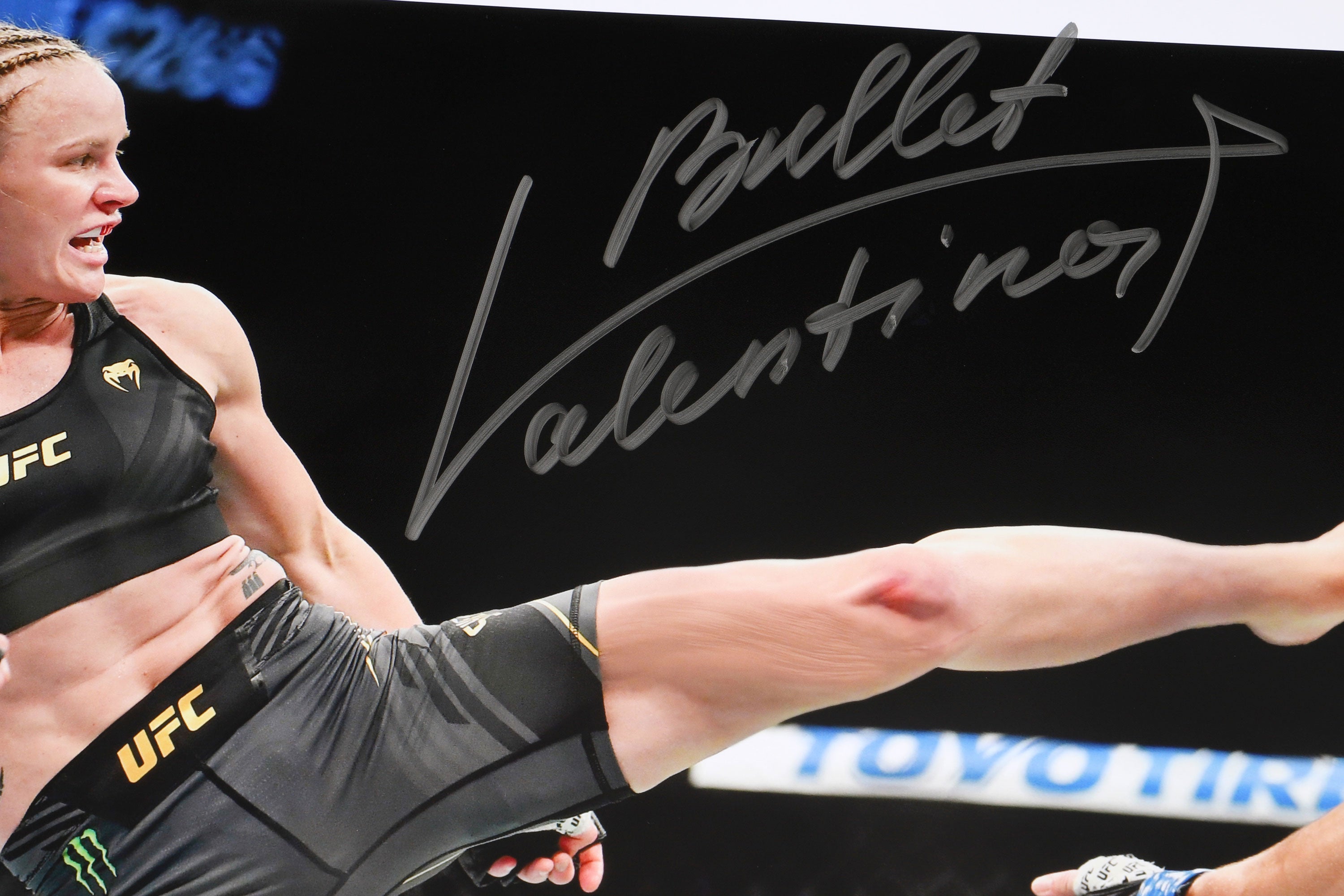 Valentina Shevchenko Kicking Framed Signed Photo UFC 266