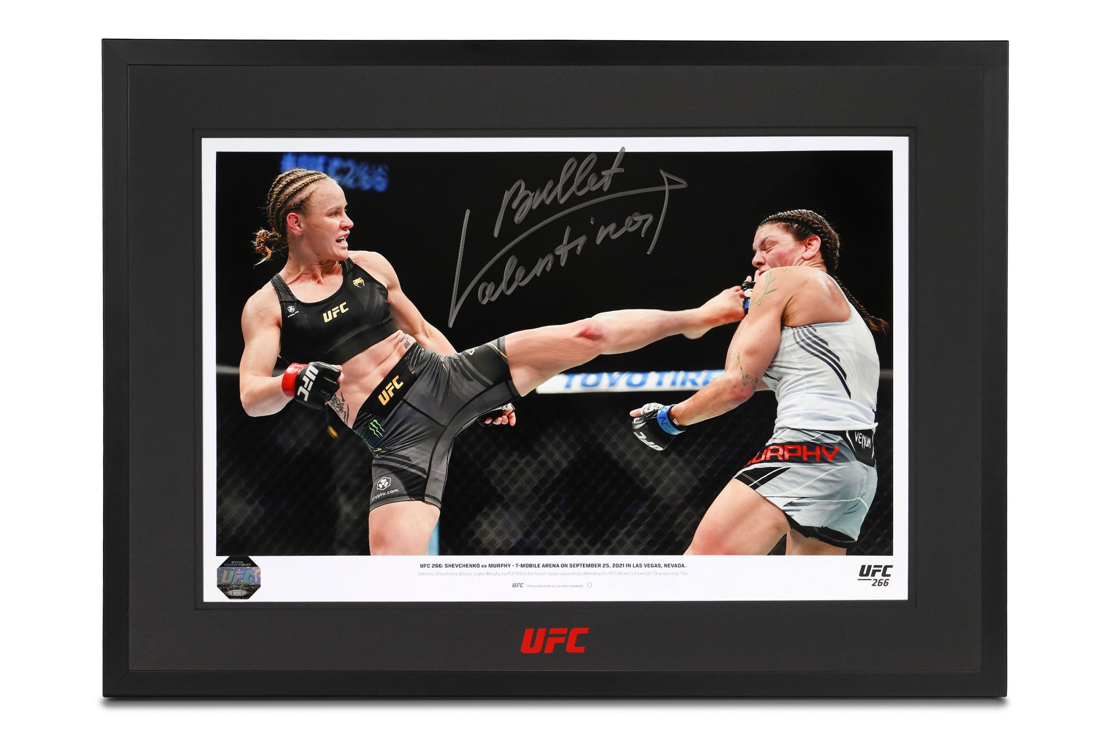 Valentina Shevchenko Kicking Framed Signed Photo UFC 266